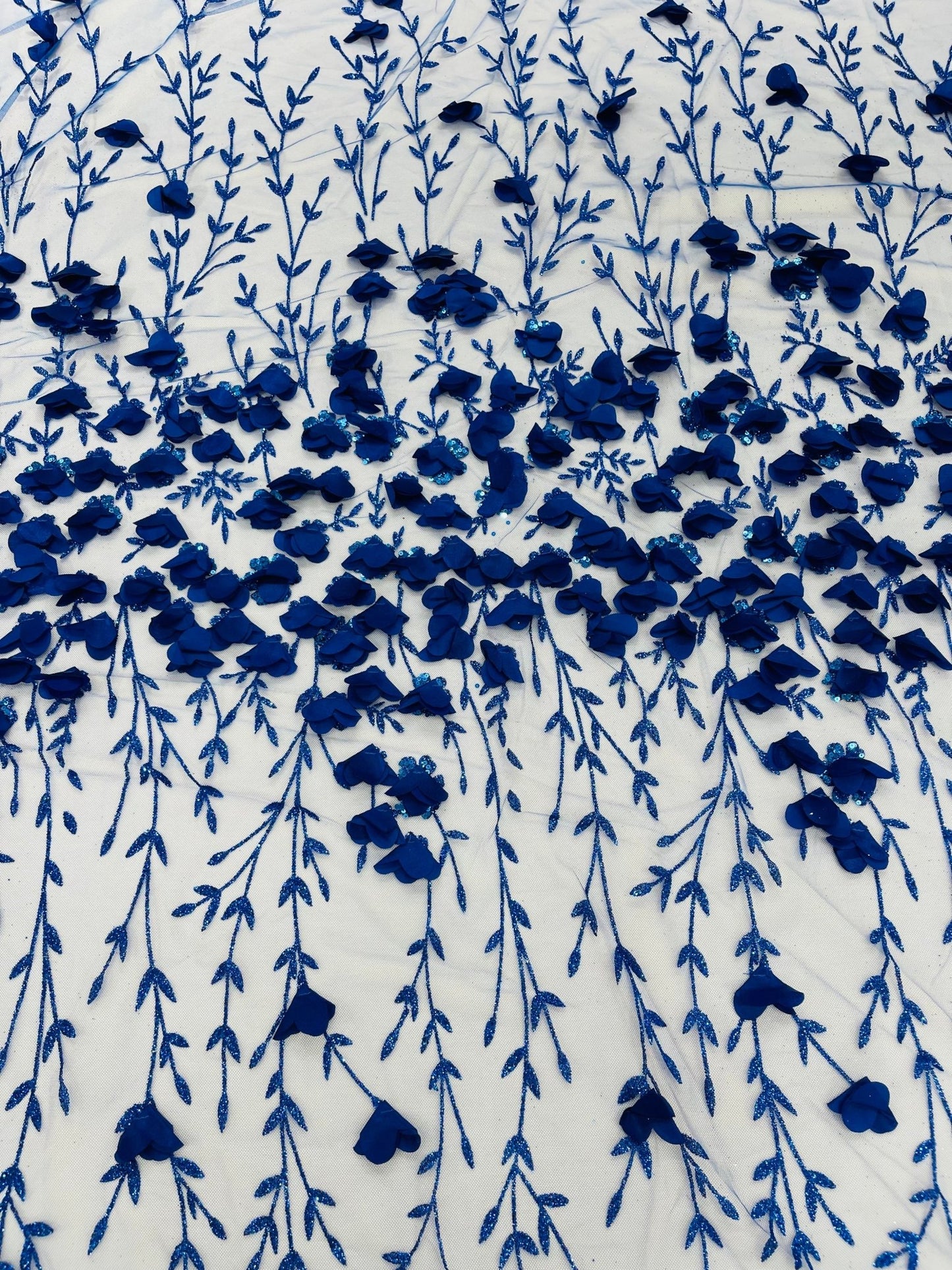 Satin 3D floral glitter fabric| New Creations Fabric & Foam Inc. - New Creations Fabric & Foam Inc