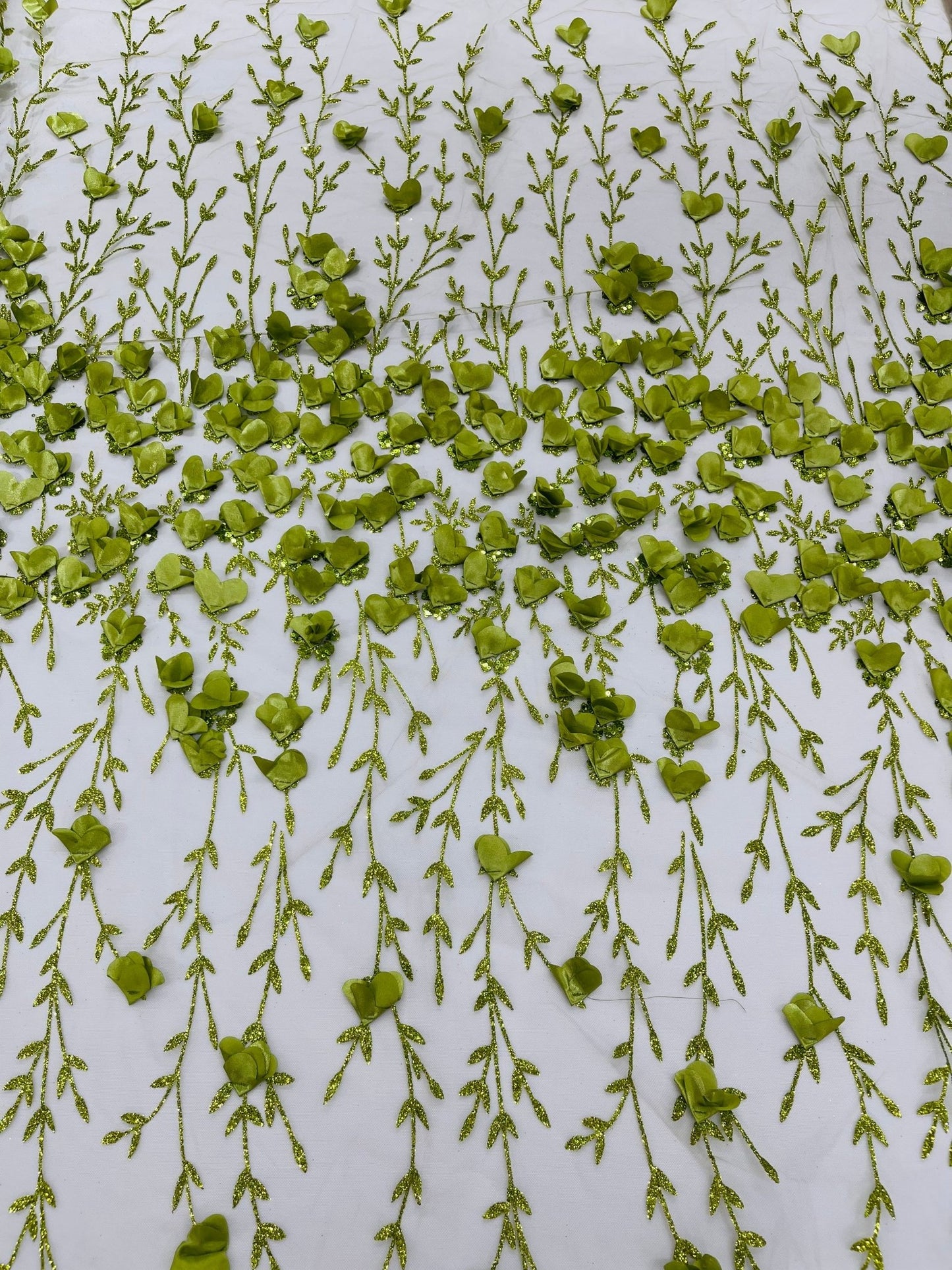 Satin 3D floral glitter fabric| New Creations Fabric & Foam Inc. - New Creations Fabric & Foam Inc