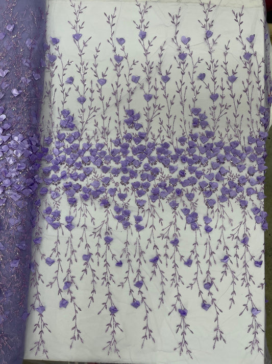 Satin 3D floral glitter fabric| New Creations Fabric & Foam Inc. - New Creations Fabric & Foam Inc