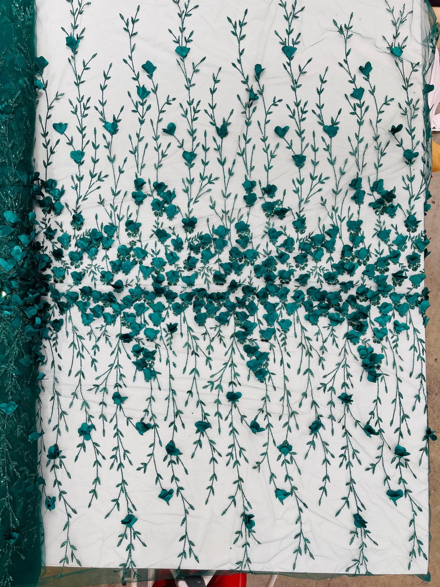 Satin 3D floral glitter fabric| New Creations Fabric & Foam Inc. - New Creations Fabric & Foam Inc