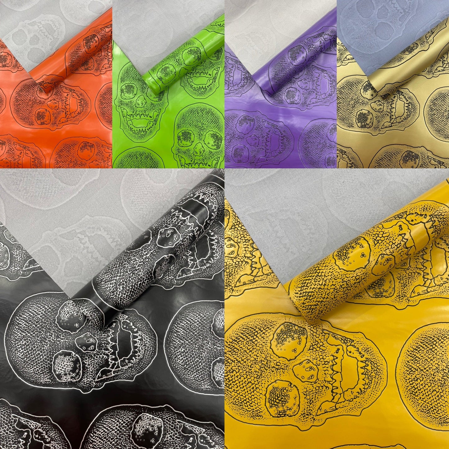 Skull Embossed Fake Leather Upholstery Fabric| New Creations Fabric & Foam Inc. - New Creations Fabric & Foam Inc