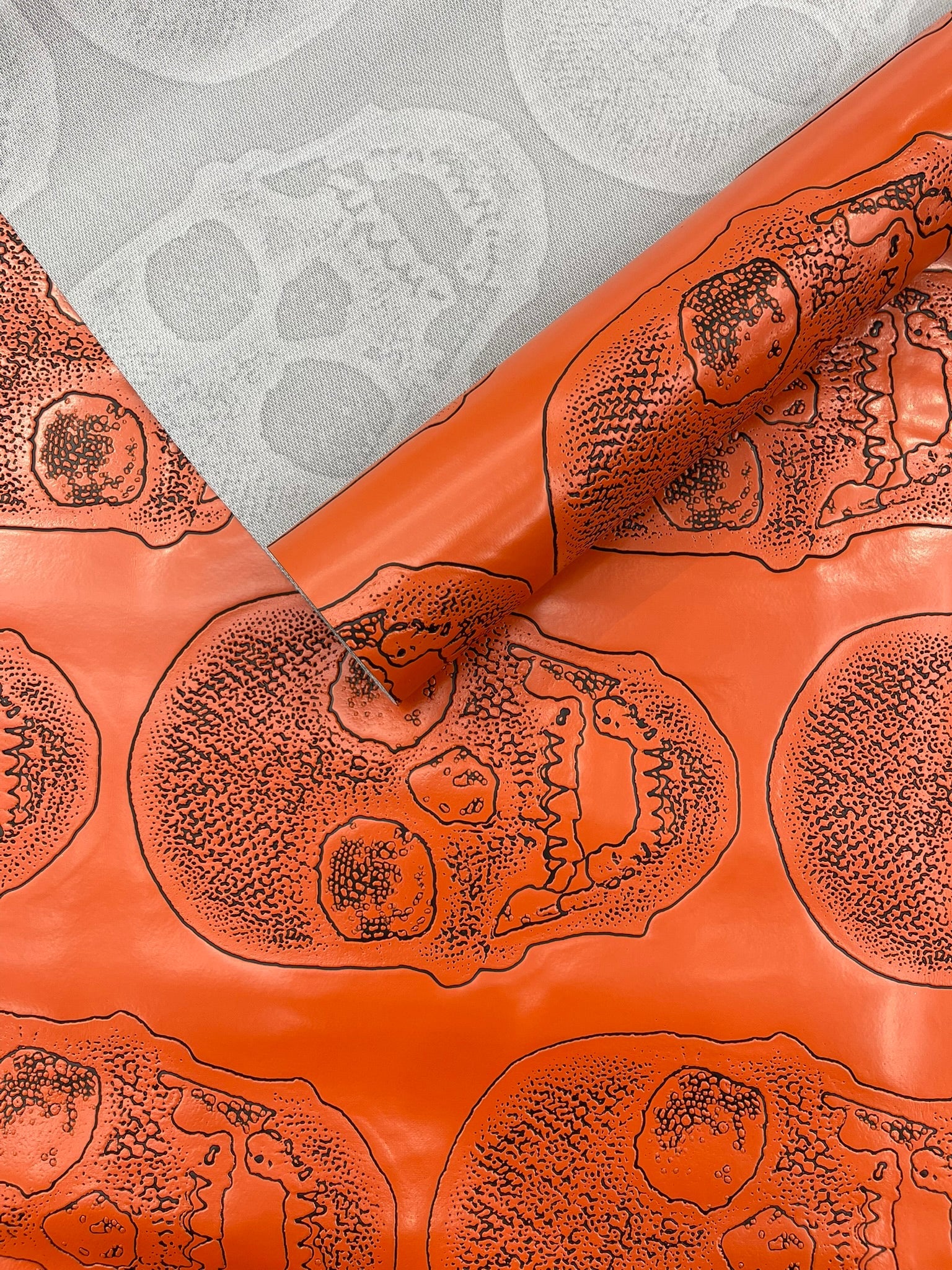 Skull Embossed Fake Leather Upholstery Fabric| New Creations Fabric & Foam Inc. - New Creations Fabric & Foam Inc