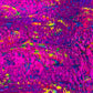 Splatter Foil Paint Metallic Print on a 4 - way Stretch Tie Dye Nylon Spandex | New Creations Fabric & Foam Inc. - New Creations Fabric & Foam Inc