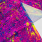 Splatter Foil Paint Metallic Print on a 4 - way Stretch Tie Dye Nylon Spandex | New Creations Fabric & Foam Inc. - New Creations Fabric & Foam Inc