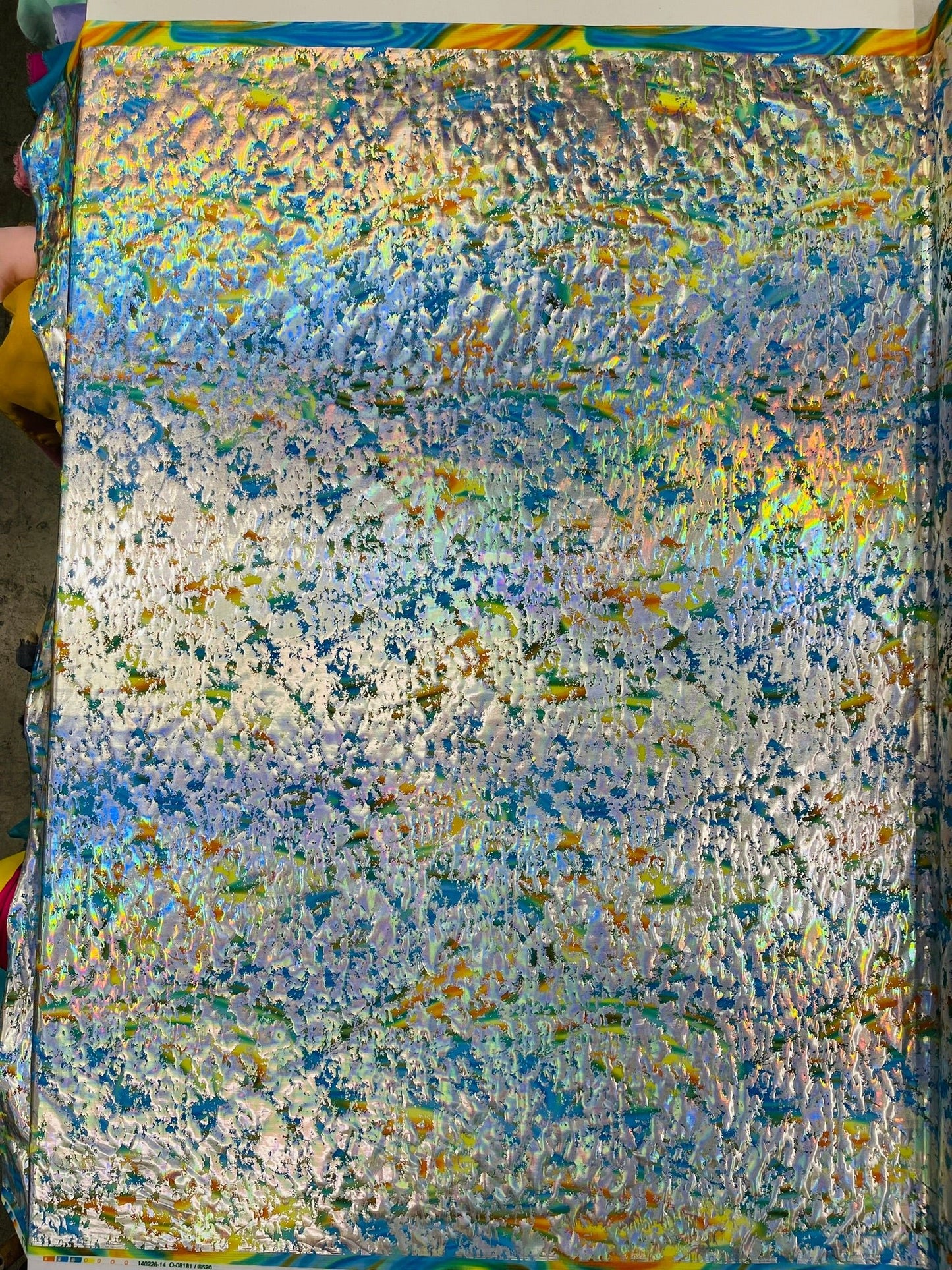 Splatter Foil Paint Metallic Print on a 4 - way Stretch Tie Dye Nylon Spandex | New Creations Fabric & Foam Inc. - New Creations Fabric & Foam Inc