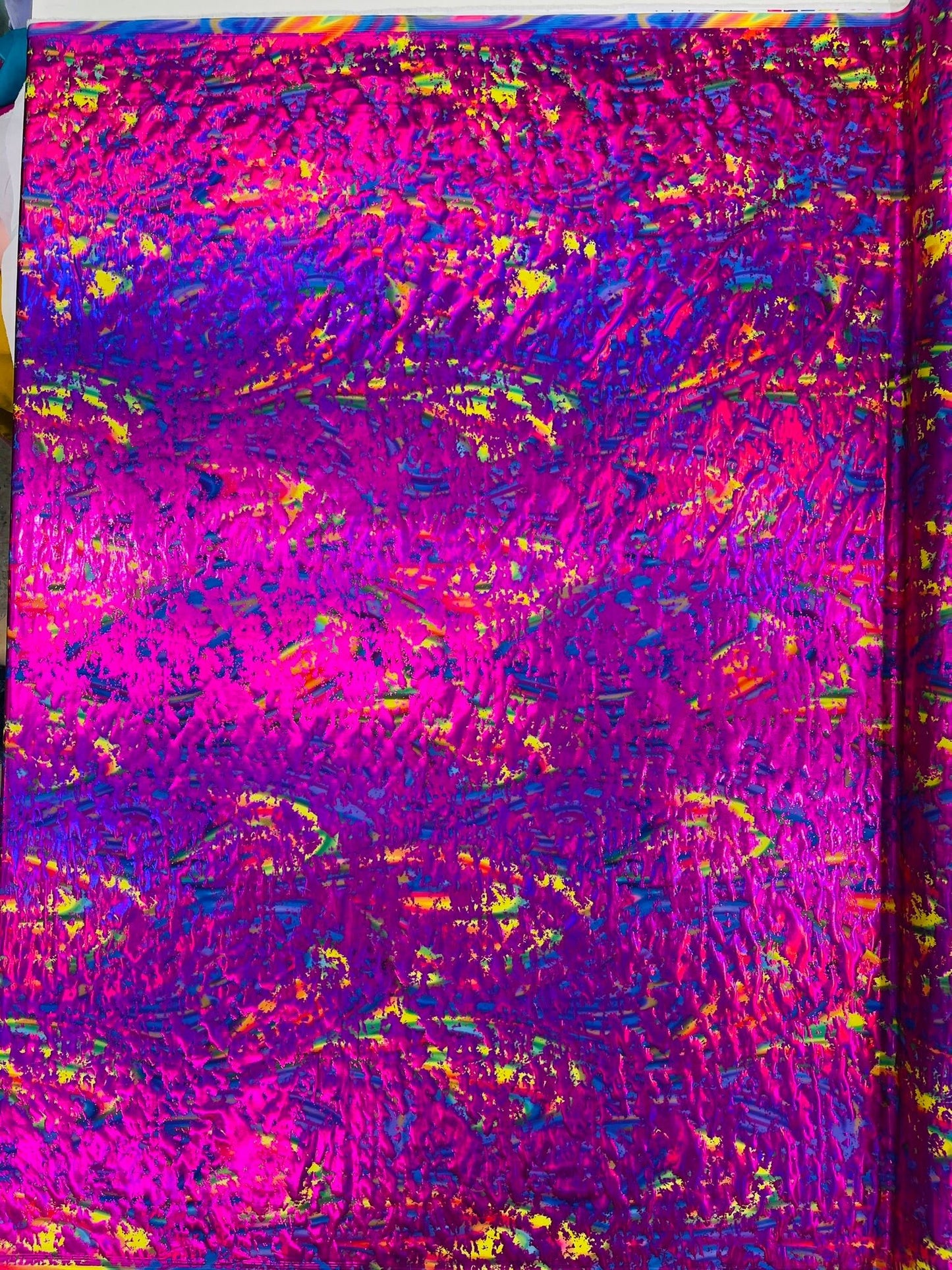 Splatter Foil Paint Metallic Print on a 4 - way Stretch Tie Dye Nylon Spandex | New Creations Fabric & Foam Inc. - New Creations Fabric & Foam Inc