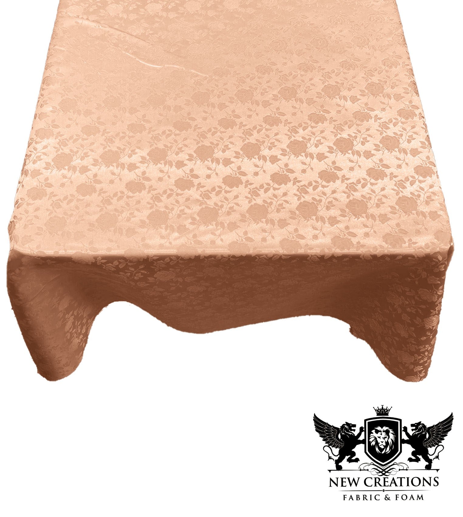 SQUARE TABLECLOTH ROSES JACQUARD SATIN (42" Inches x 42" Inches) - New Creations Fabric & Foam Inc