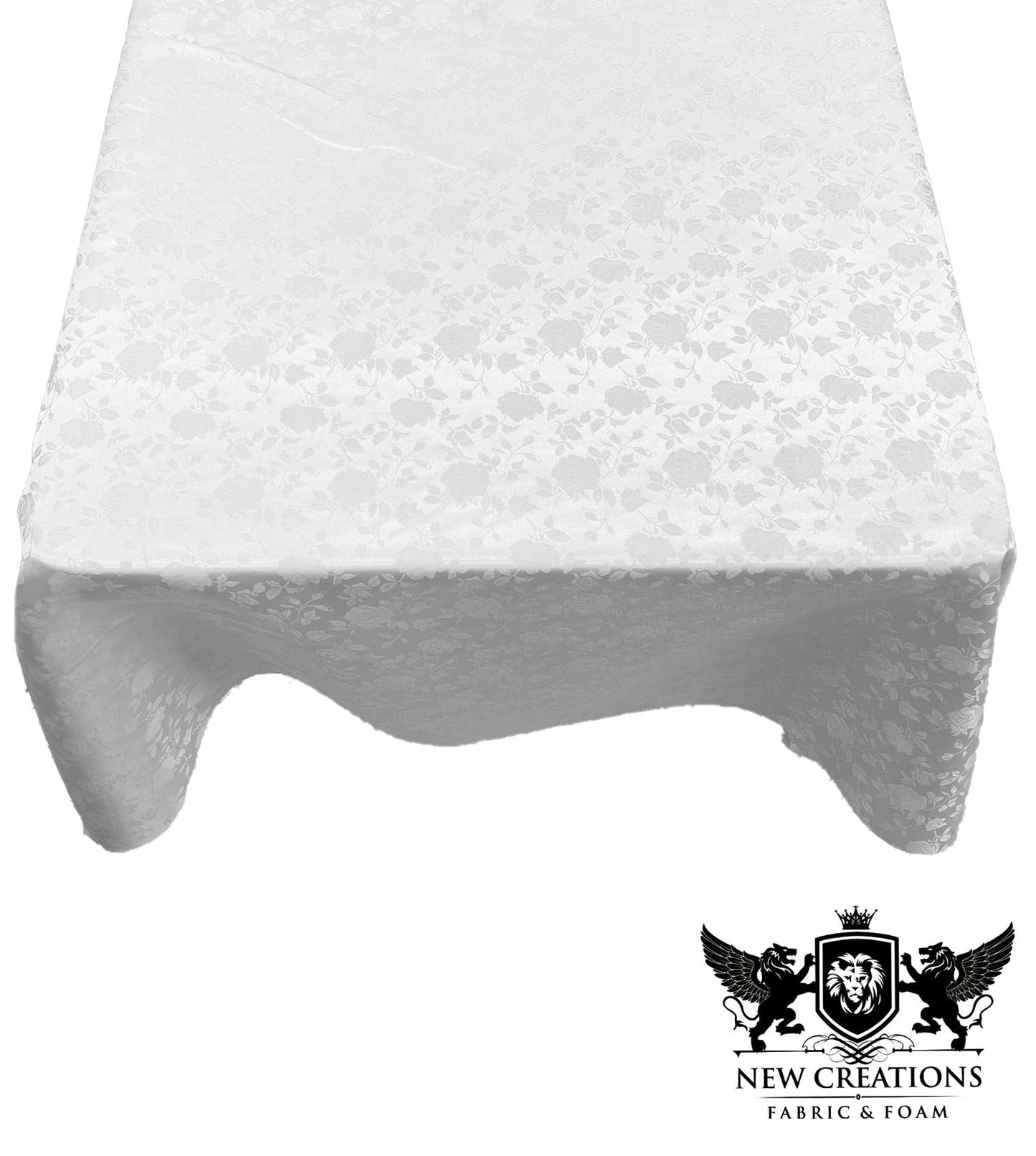SQUARE TABLECLOTH ROSES JACQUARD SATIN (42" Inches x 42" Inches) - New Creations Fabric & Foam Inc