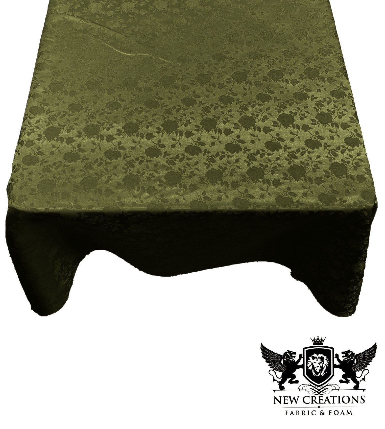 SQUARE TABLECLOTH ROSES JACQUARD SATIN (45" Inches x 45" Inches) - New Creations Fabric & Foam Inc