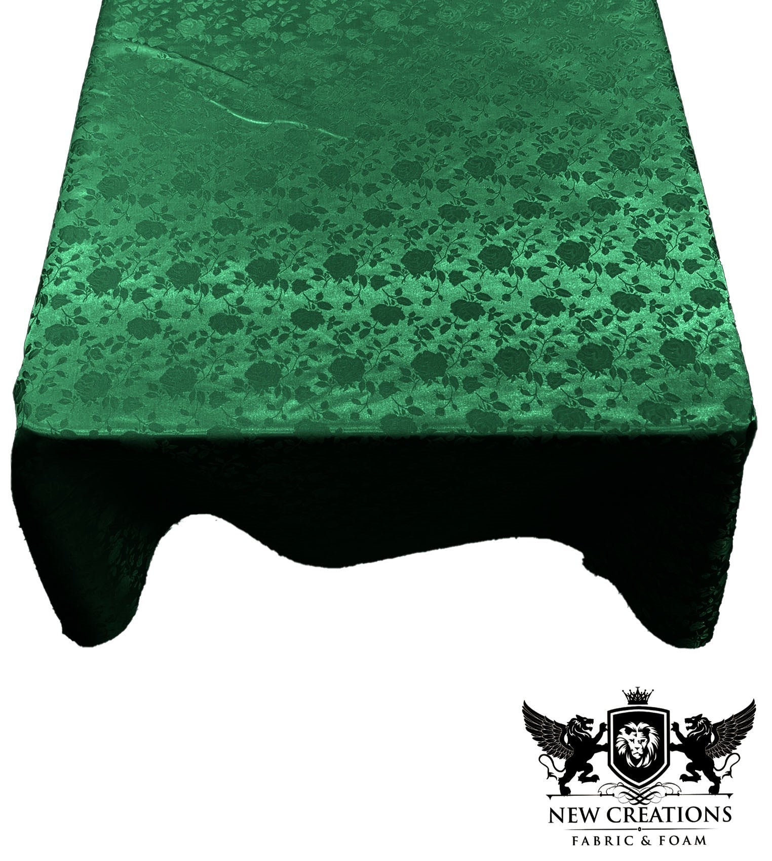 SQUARE TABLECLOTH ROSES JACQUARD SATIN (45" Inches x 45" Inches) - New Creations Fabric & Foam Inc