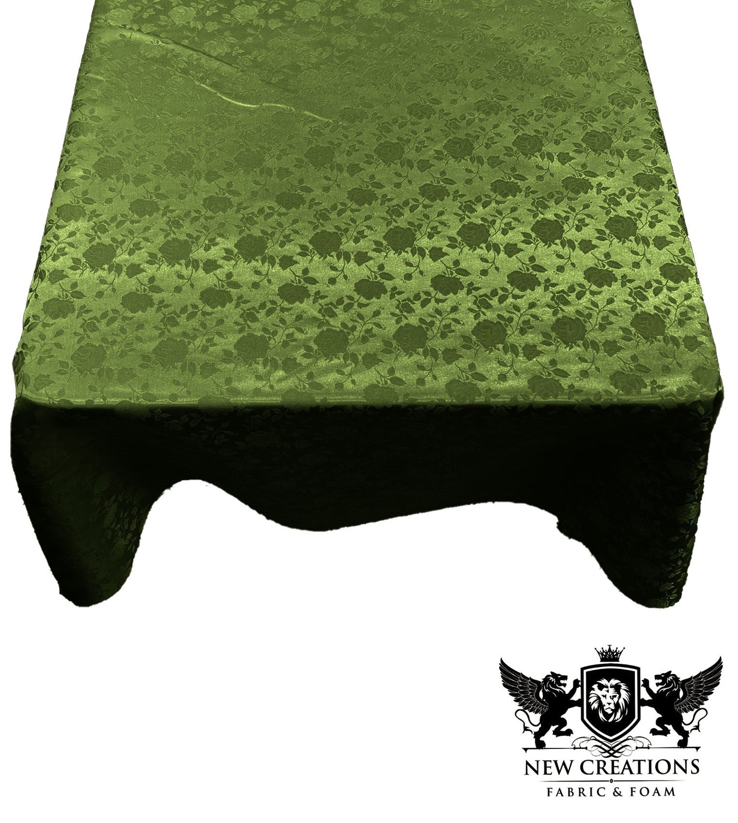 SQUARE TABLECLOTH ROSES JACQUARD SATIN (45" Inches x 45" Inches) - New Creations Fabric & Foam Inc