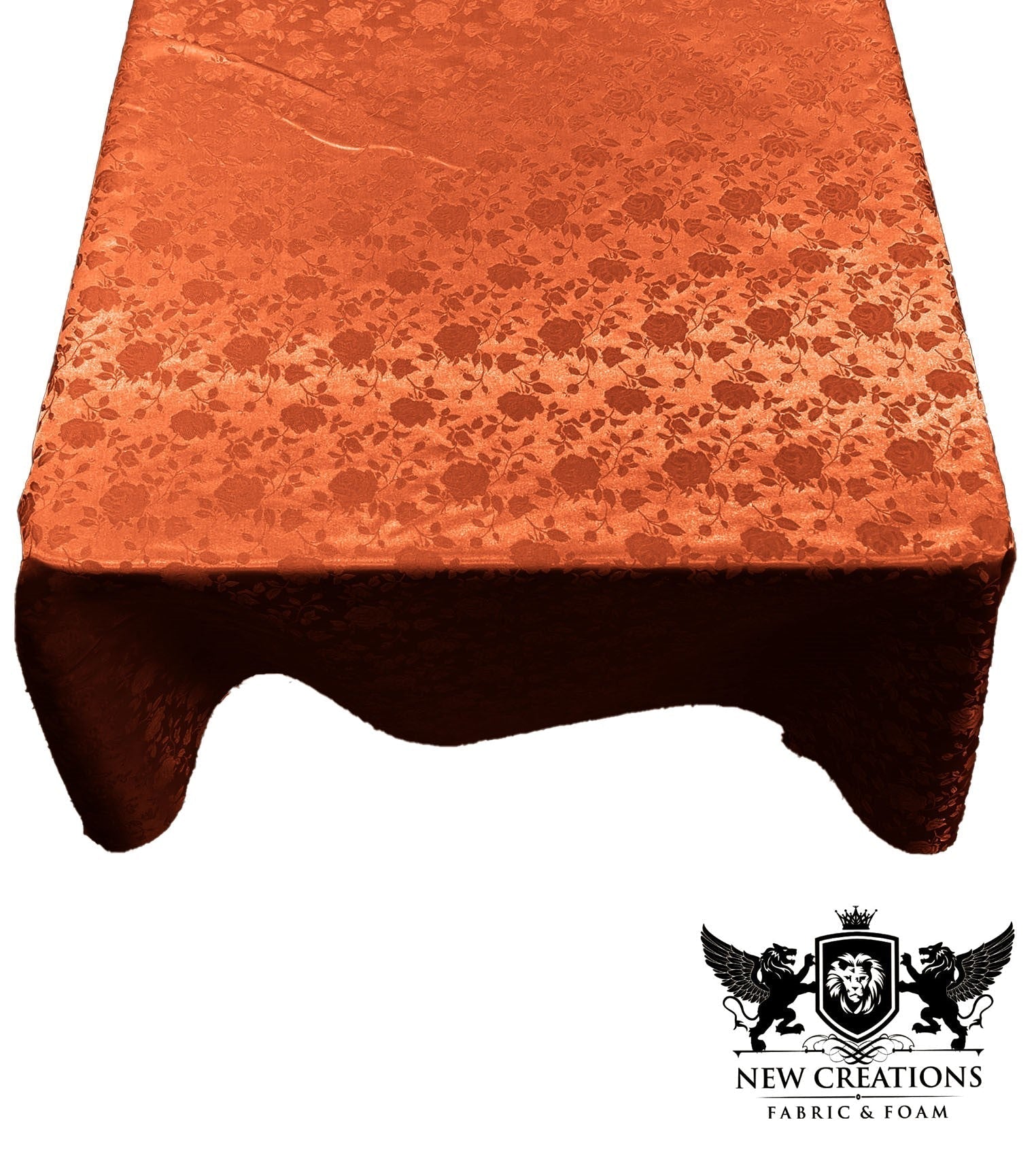 SQUARE TABLECLOTH ROSES JACQUARD SATIN (45" Inches x 45" Inches) - New Creations Fabric & Foam Inc