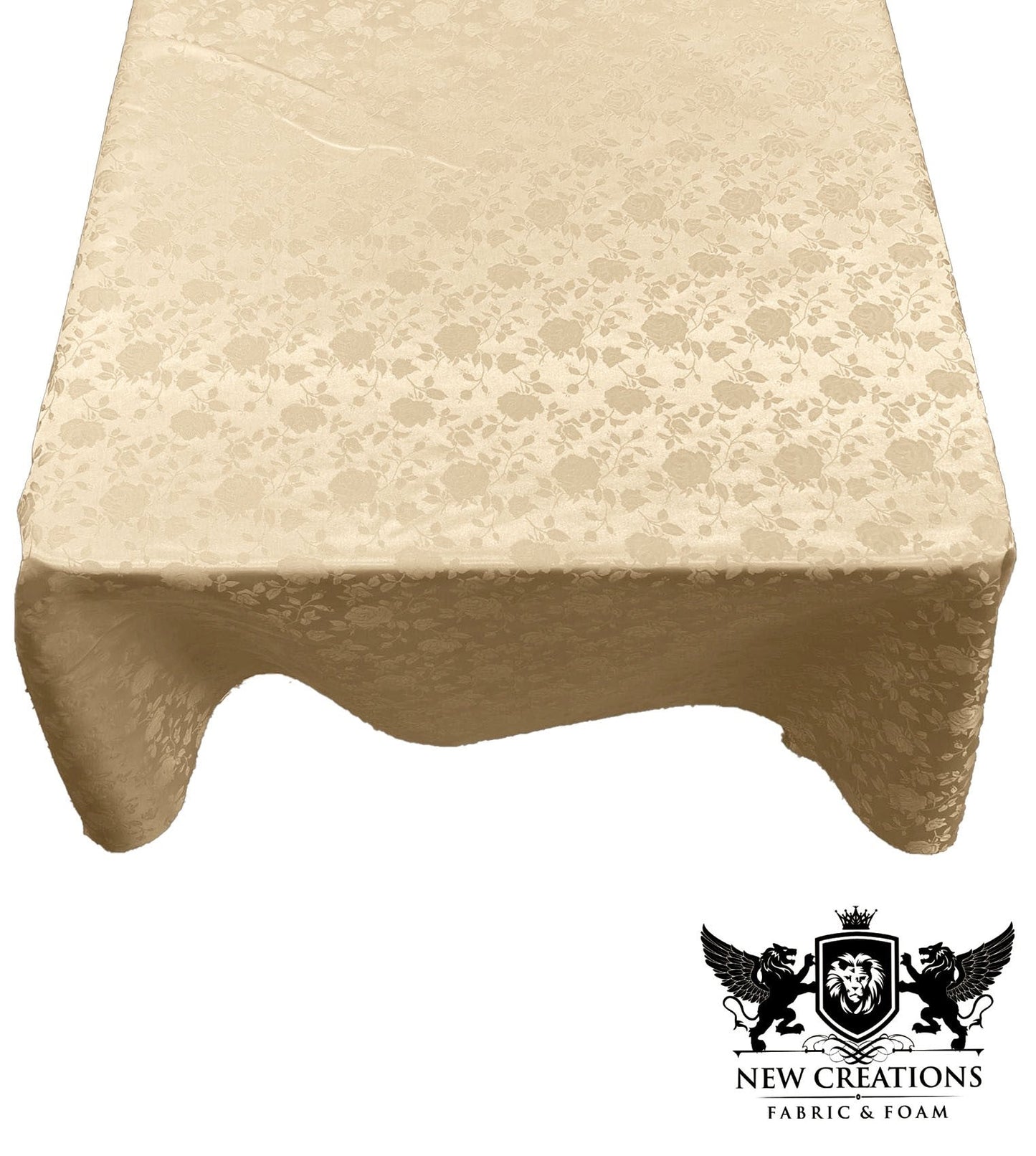SQUARE TABLECLOTH ROSES JACQUARD SATIN (45" Inches x 45" Inches) - New Creations Fabric & Foam Inc