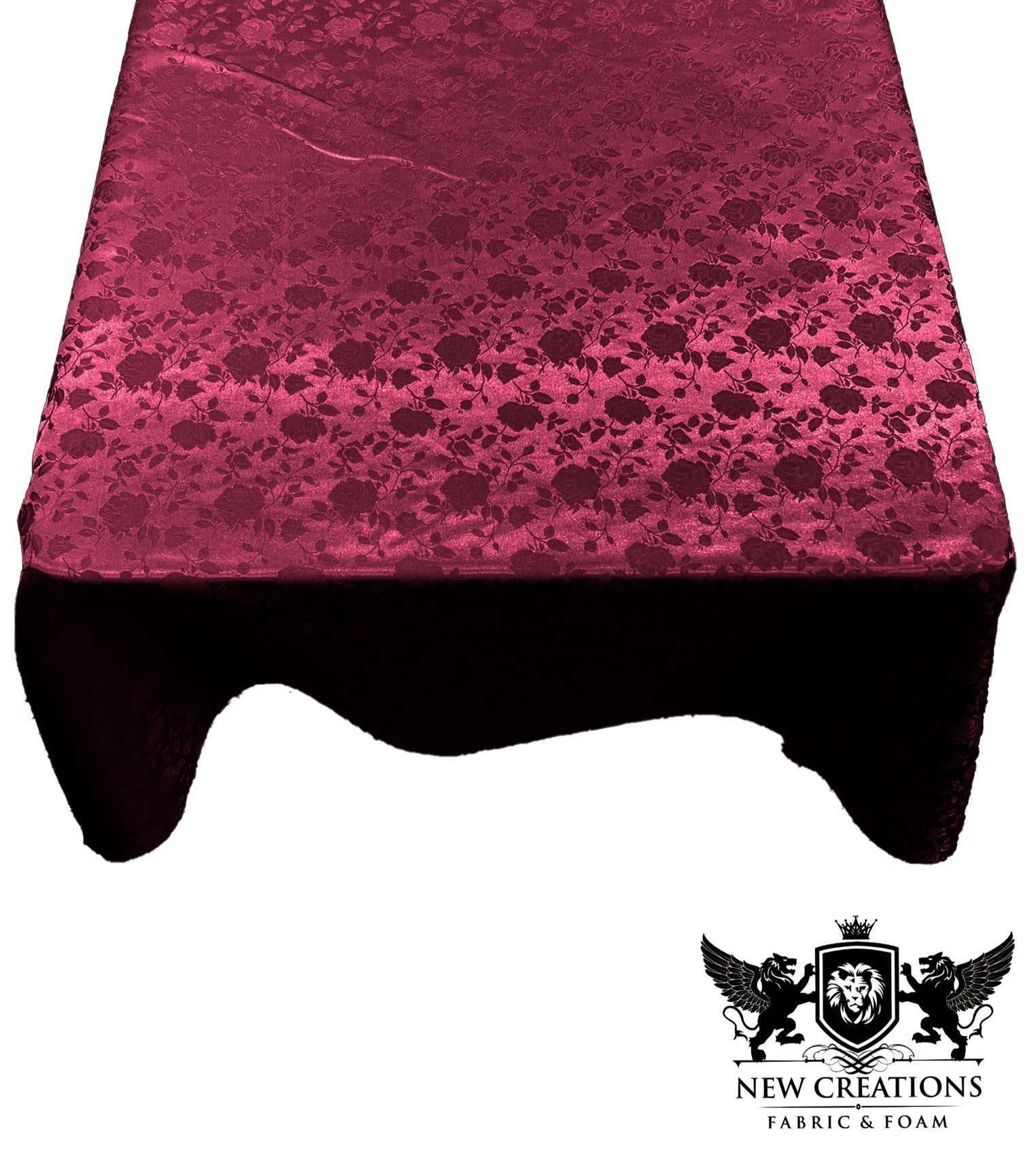 SQUARE TABLECLOTH ROSES JACQUARD SATIN (45" Inches x 45" Inches) - New Creations Fabric & Foam Inc