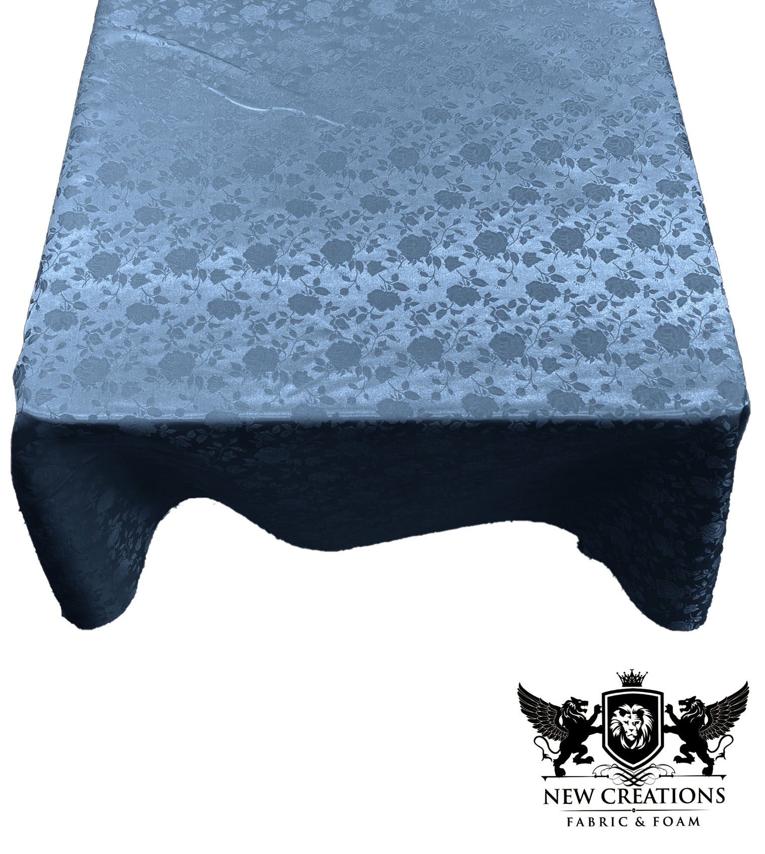 SQUARE TABLECLOTH ROSES JACQUARD SATIN (45" Inches x 45" Inches) - New Creations Fabric & Foam Inc