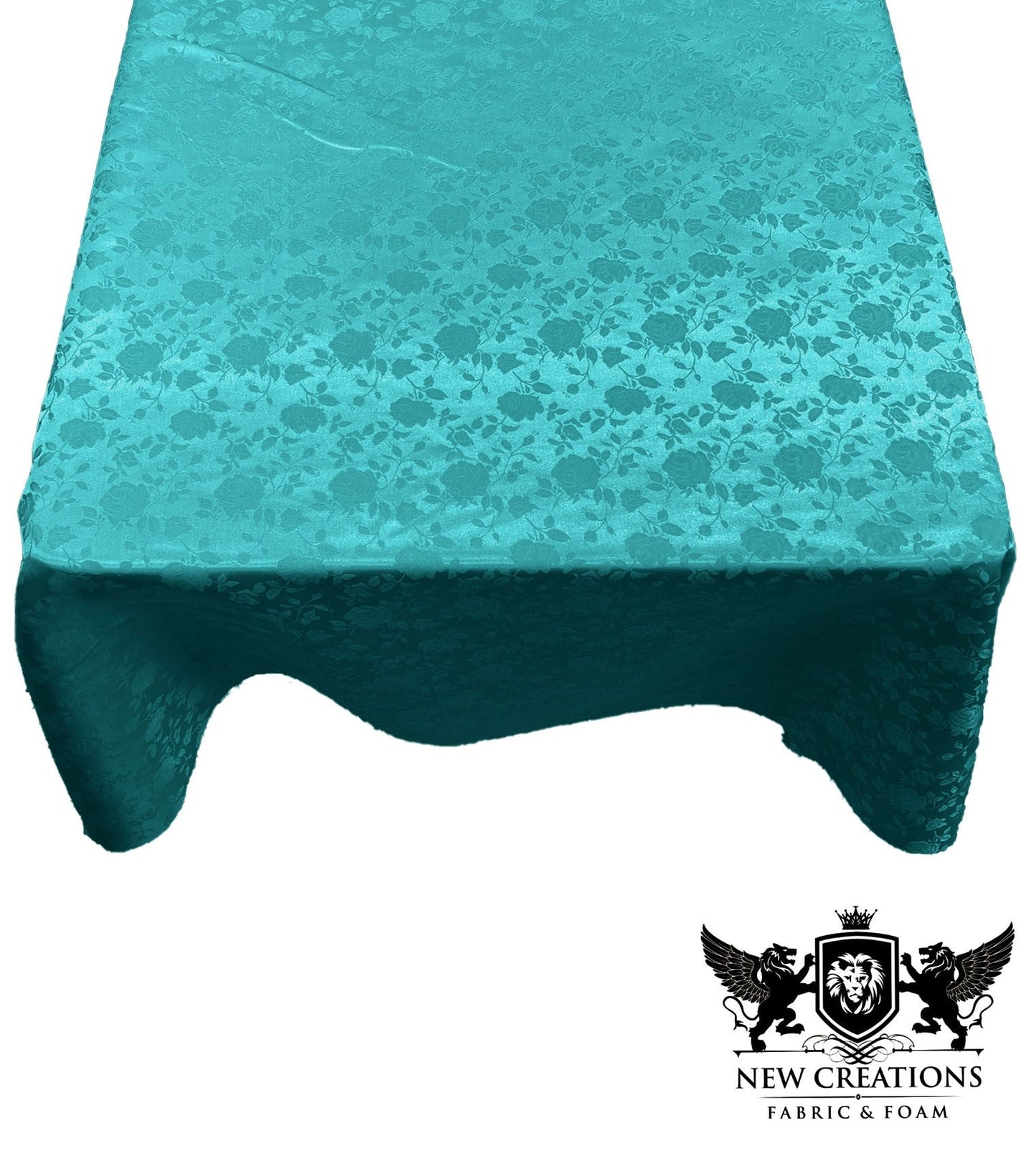 SQUARE TABLECLOTH ROSES JACQUARD SATIN (45" Inches x 45" Inches) - New Creations Fabric & Foam Inc