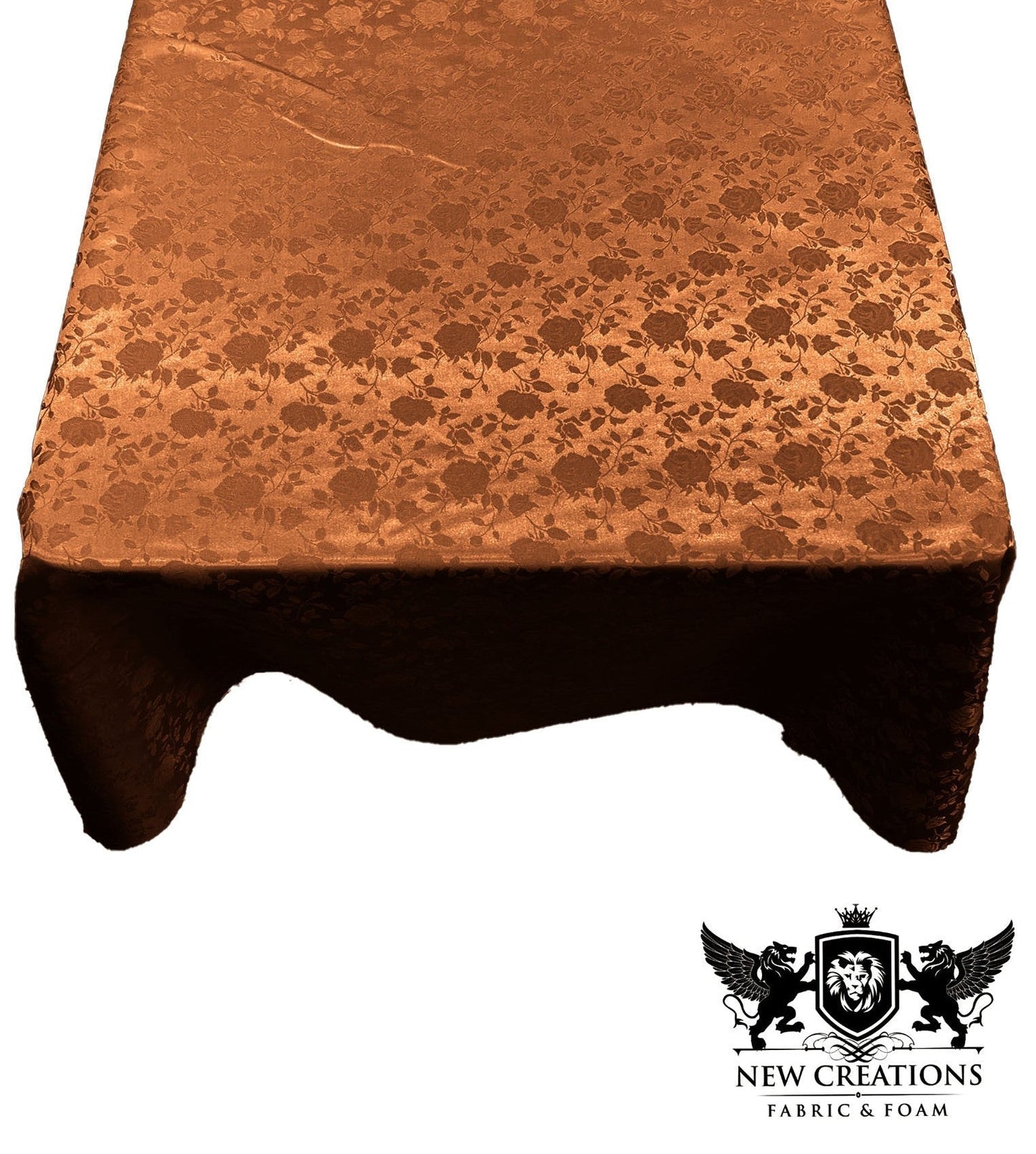 SQUARE TABLECLOTH ROSES JACQUARD SATIN (45" Inches x 45" Inches) - New Creations Fabric & Foam Inc