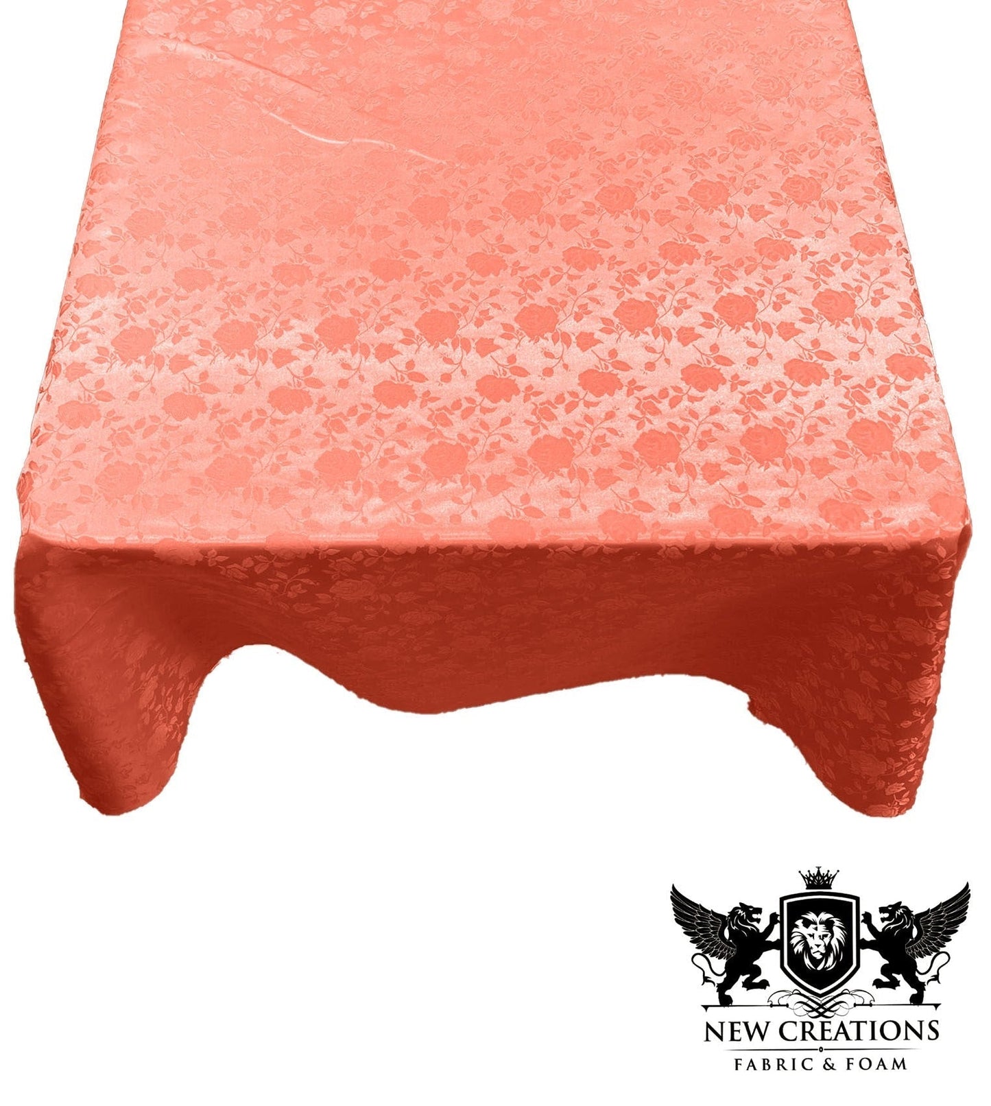 SQUARE TABLECLOTH ROSES JACQUARD SATIN (45" Inches x 45" Inches) - New Creations Fabric & Foam Inc