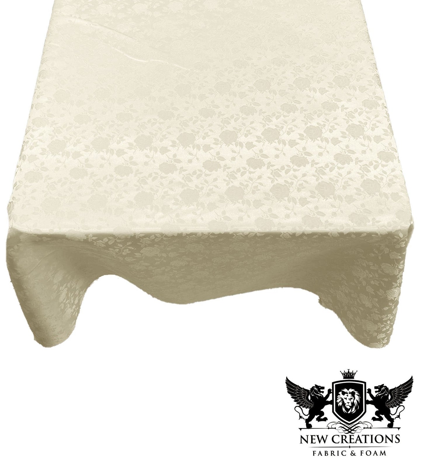 SQUARE TABLECLOTH ROSES JACQUARD SATIN (45" Inches x 45" Inches) - New Creations Fabric & Foam Inc