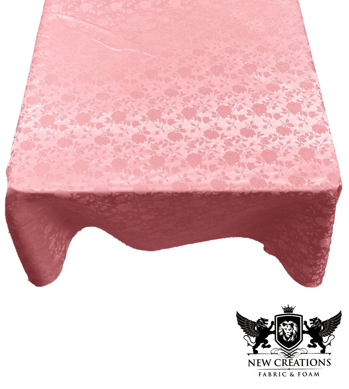 SQUARE TABLECLOTH ROSES JACQUARD SATIN (45" Inches x 45" Inches) - New Creations Fabric & Foam Inc