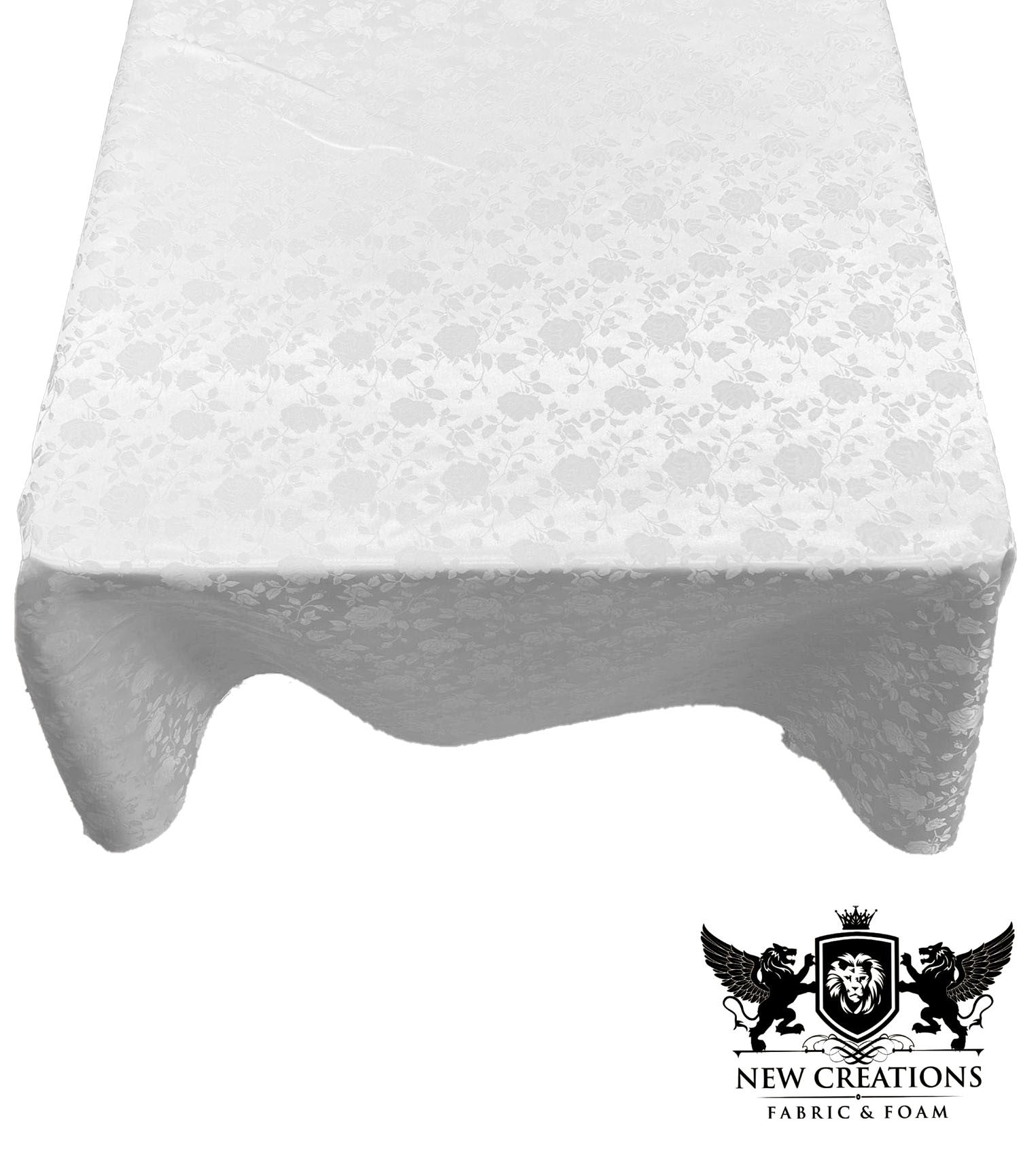 SQUARE TABLECLOTH ROSES JACQUARD SATIN (45" Inches x 45" Inches) - New Creations Fabric & Foam Inc