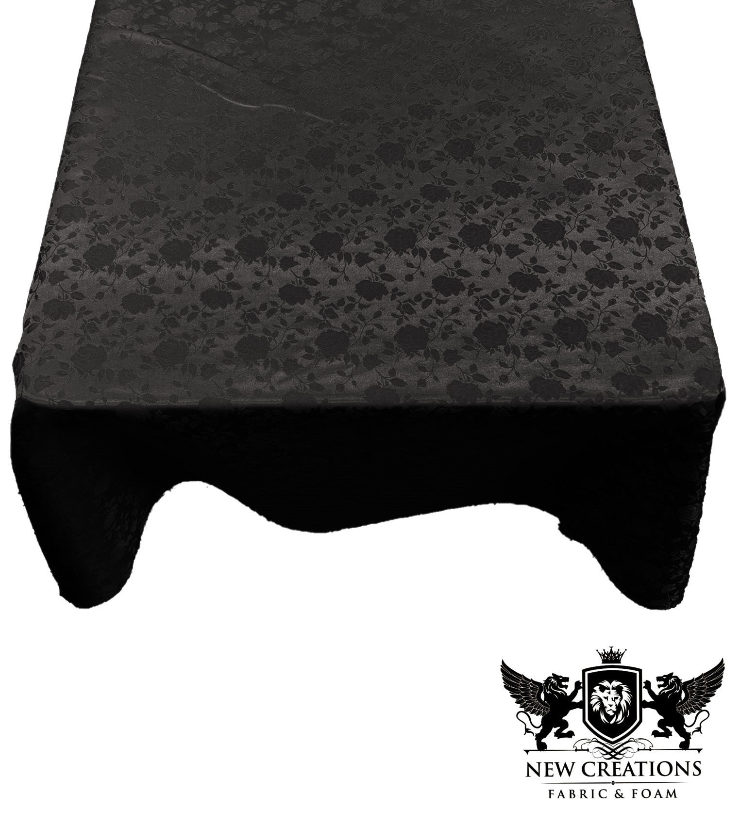 SQUARE TABLECLOTH ROSES JACQUARD SATIN (48" Inches x 48" Inches) - New Creations Fabric & Foam Inc