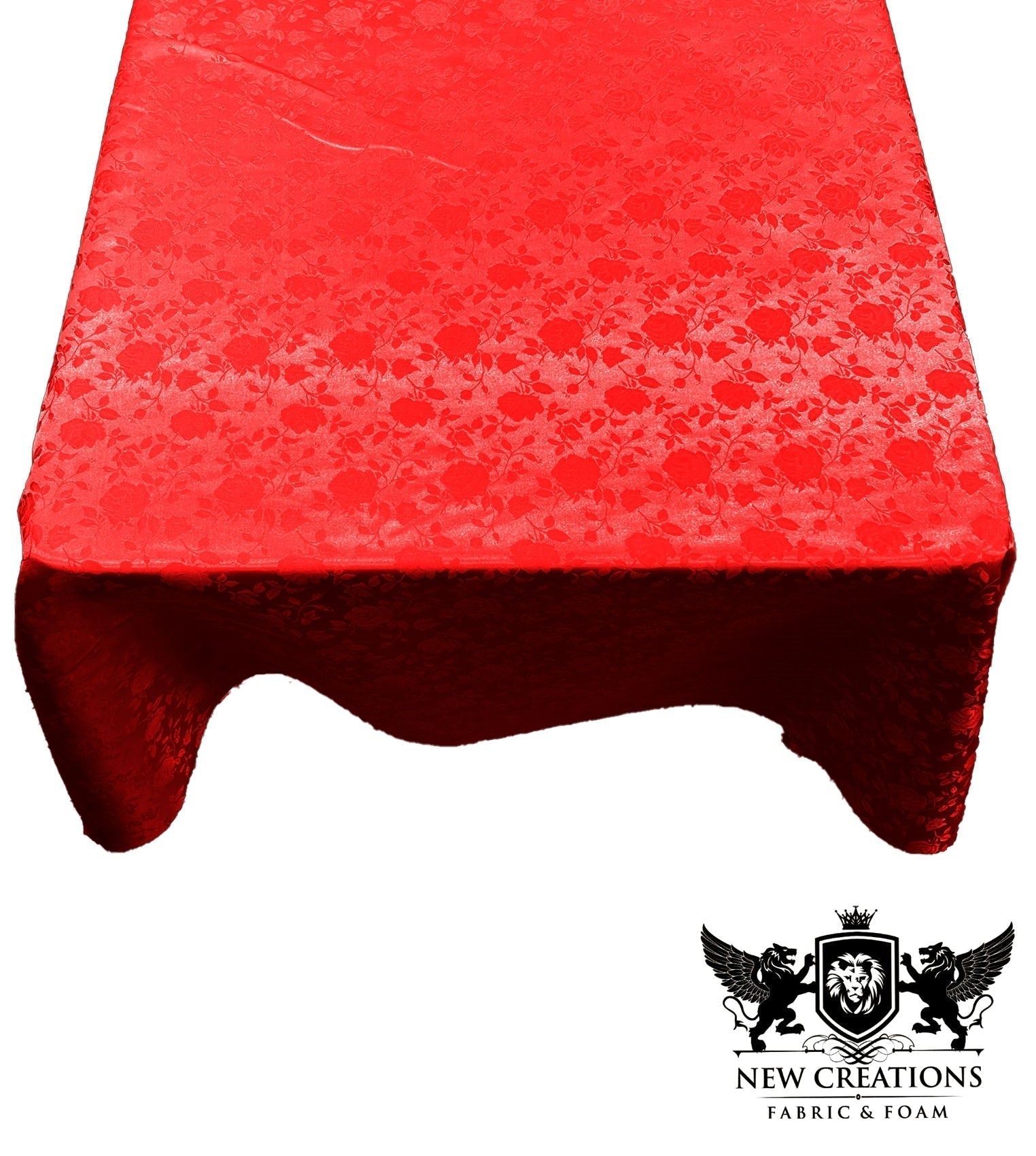 SQUARE TABLECLOTH ROSES JACQUARD SATIN (48" Inches x 48" Inches) - New Creations Fabric & Foam Inc