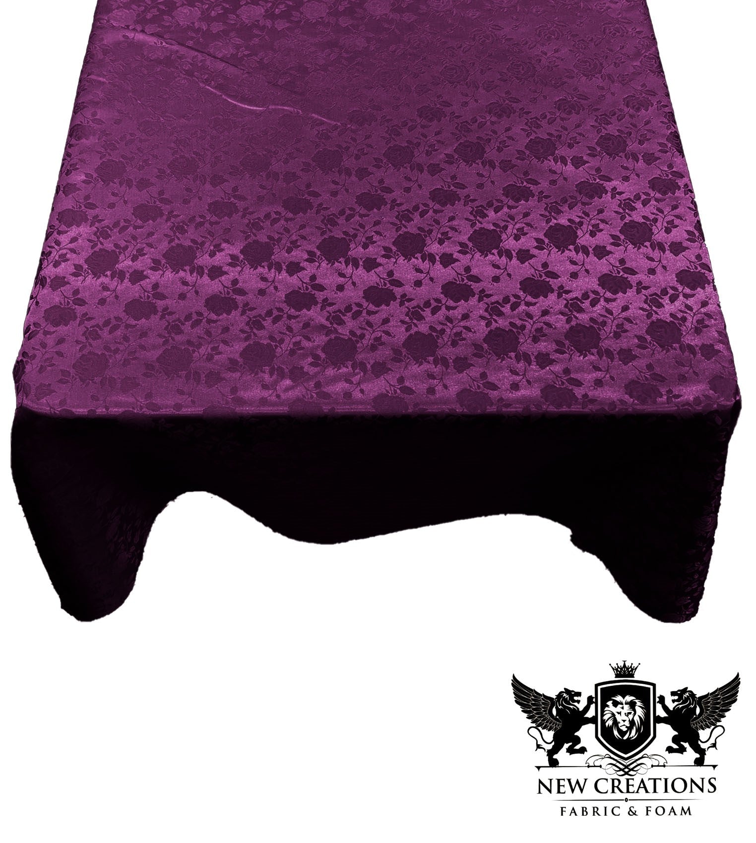SQUARE TABLECLOTH ROSES JACQUARD SATIN (51" Inches x 51" Inches) - New Creations Fabric & Foam Inc