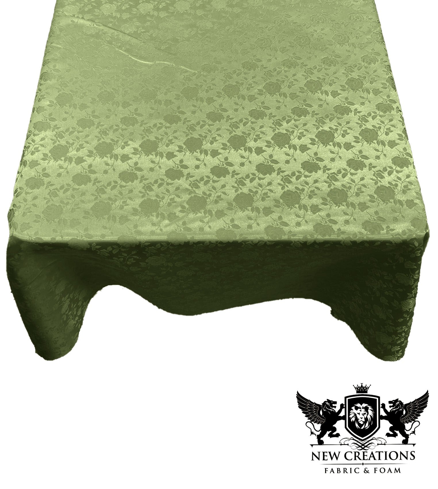 SQUARE TABLECLOTH ROSES JACQUARD SATIN (51" Inches x 51" Inches) - New Creations Fabric & Foam Inc