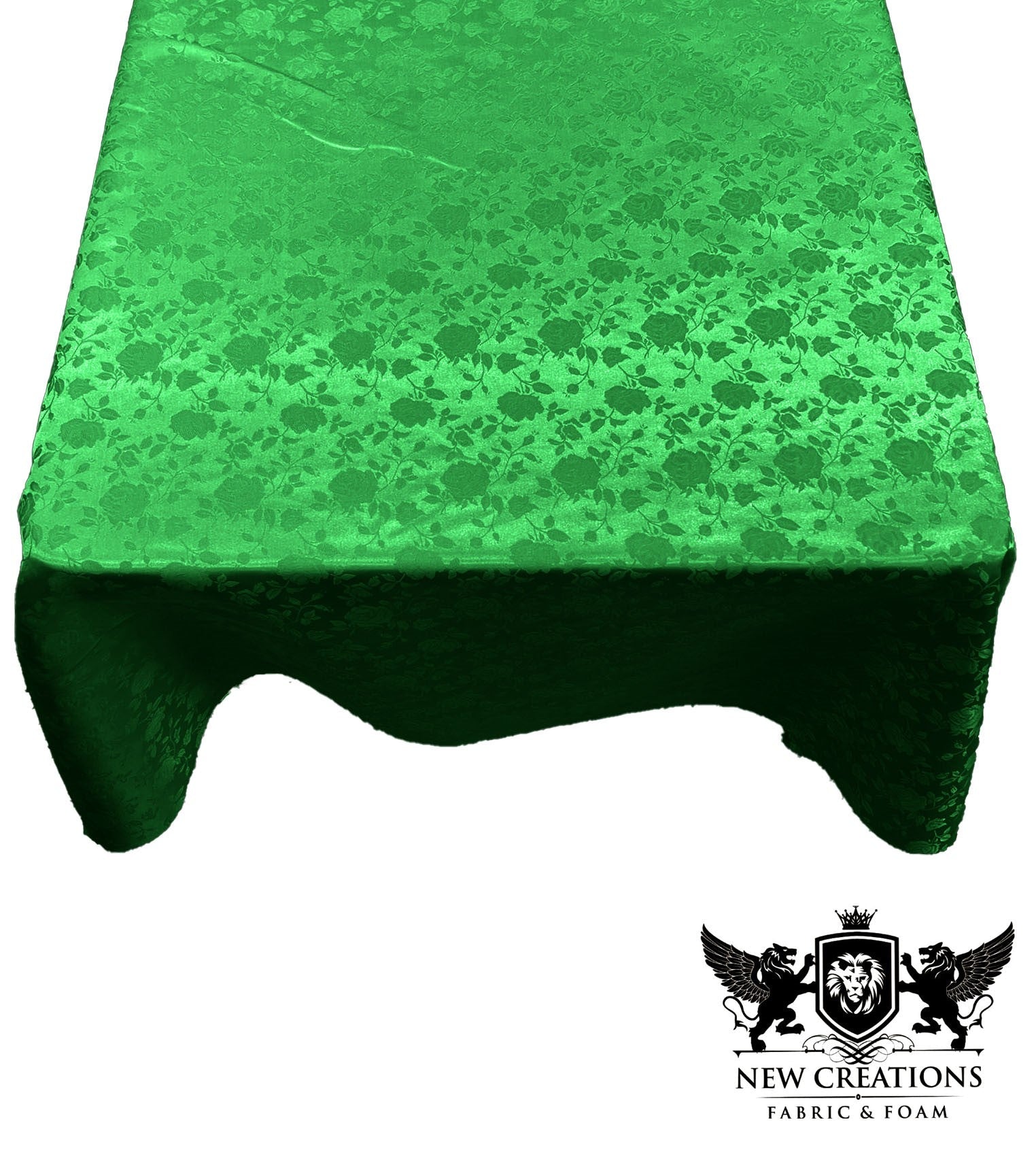 SQUARE TABLECLOTH ROSES JACQUARD SATIN (51" Inches x 51" Inches) - New Creations Fabric & Foam Inc