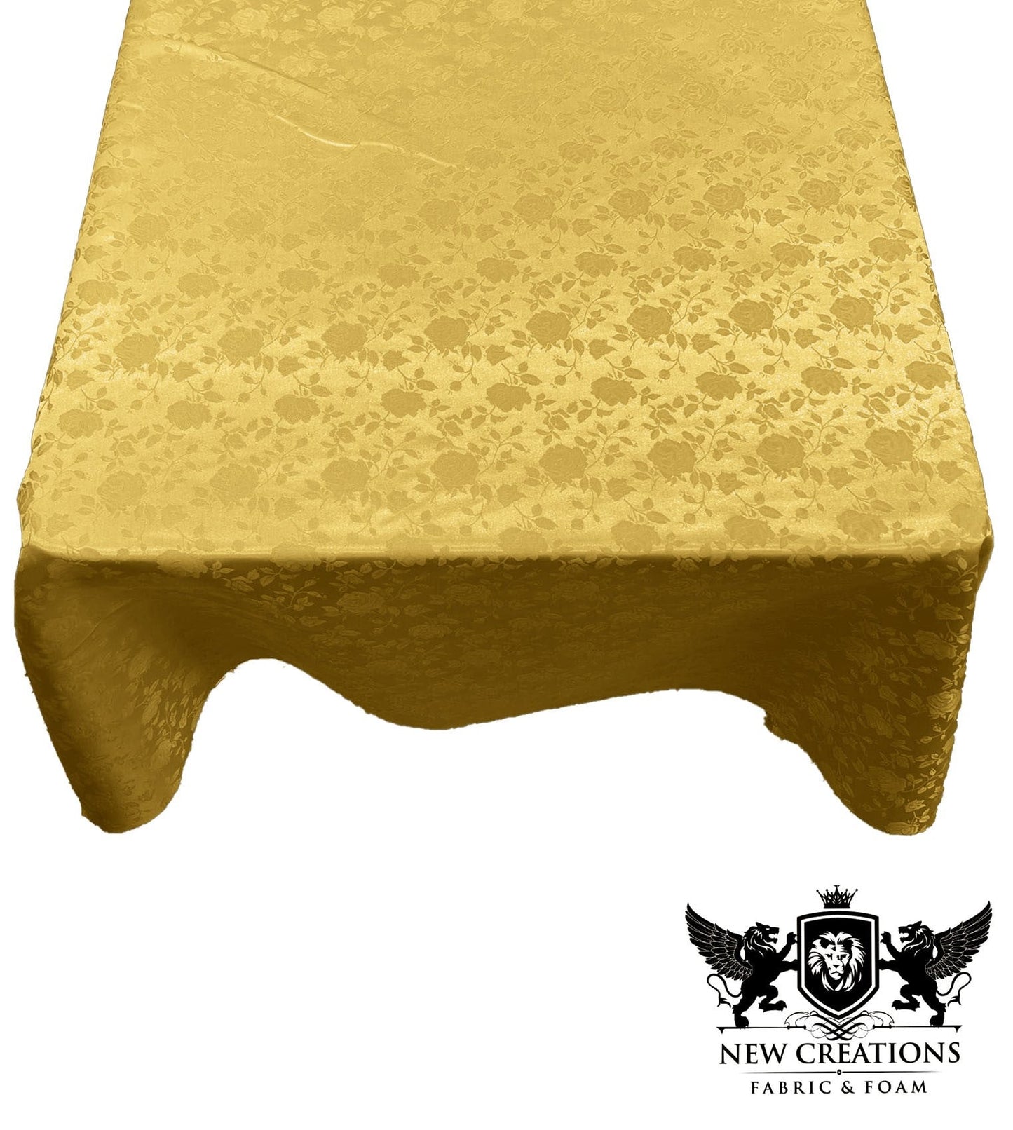 SQUARE TABLECLOTH ROSES JACQUARD SATIN (51" Inches x 51" Inches) - New Creations Fabric & Foam Inc