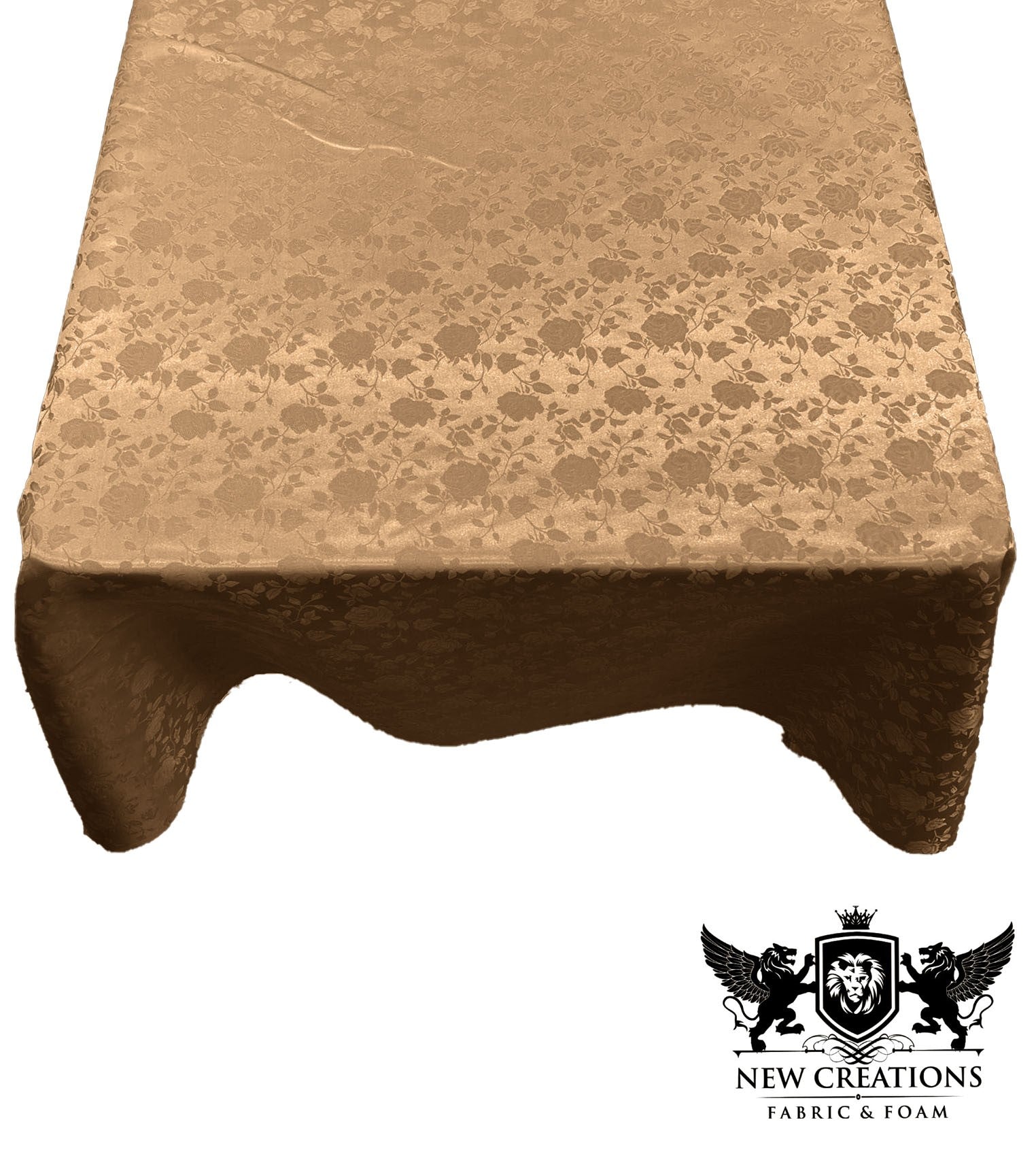 SQUARE TABLECLOTH ROSES JACQUARD SATIN (51" Inches x 51" Inches) - New Creations Fabric & Foam Inc