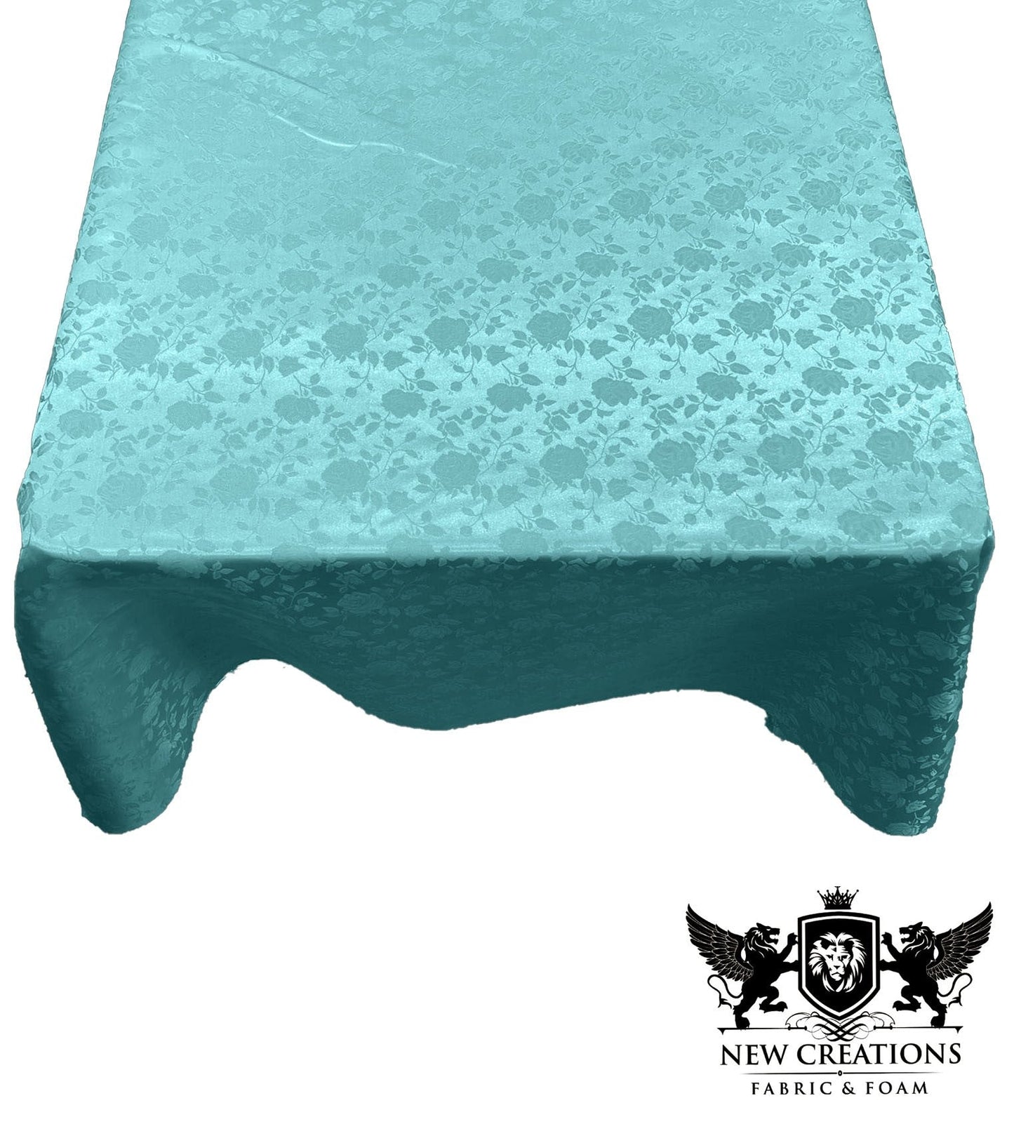 SQUARE TABLECLOTH ROSES JACQUARD SATIN (51" Inches x 51" Inches) - New Creations Fabric & Foam Inc