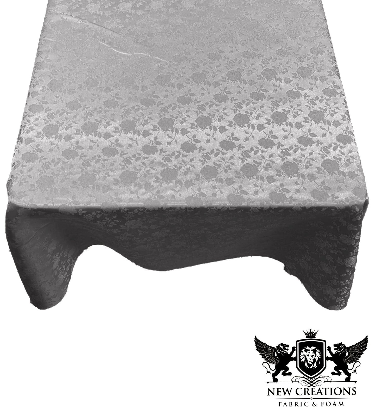 SQUARE TABLECLOTH ROSES JACQUARD SATIN (51" Inches x 51" Inches) - New Creations Fabric & Foam Inc