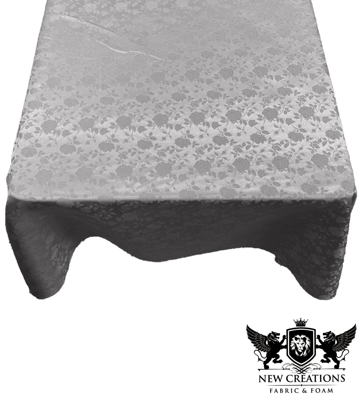 SQUARE TABLECLOTH ROSES JACQUARD SATIN (51" Inches x 51" Inches) - New Creations Fabric & Foam Inc