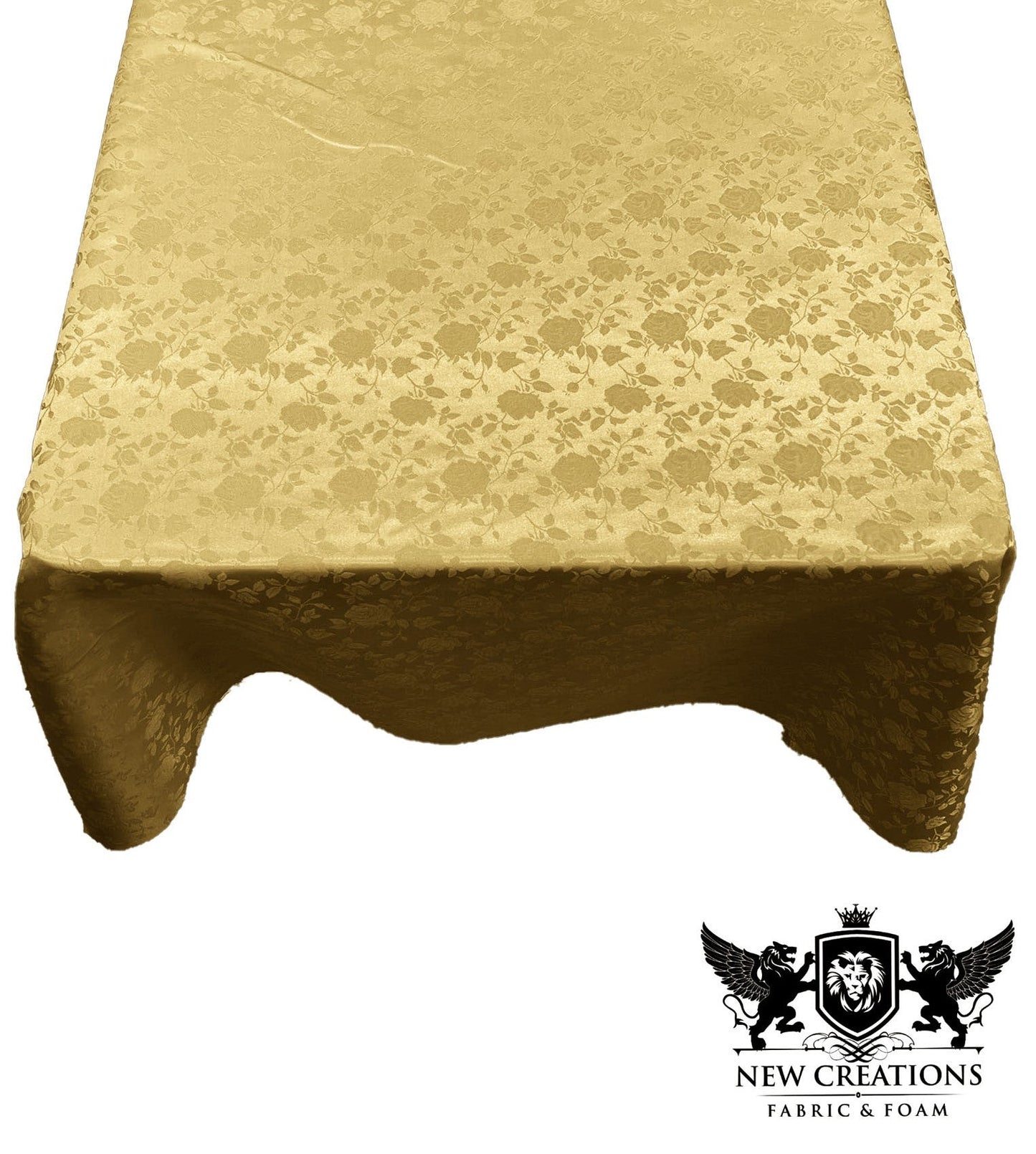 SQUARE TABLECLOTH ROSES JACQUARD SATIN (51" Inches x 51" Inches) - New Creations Fabric & Foam Inc