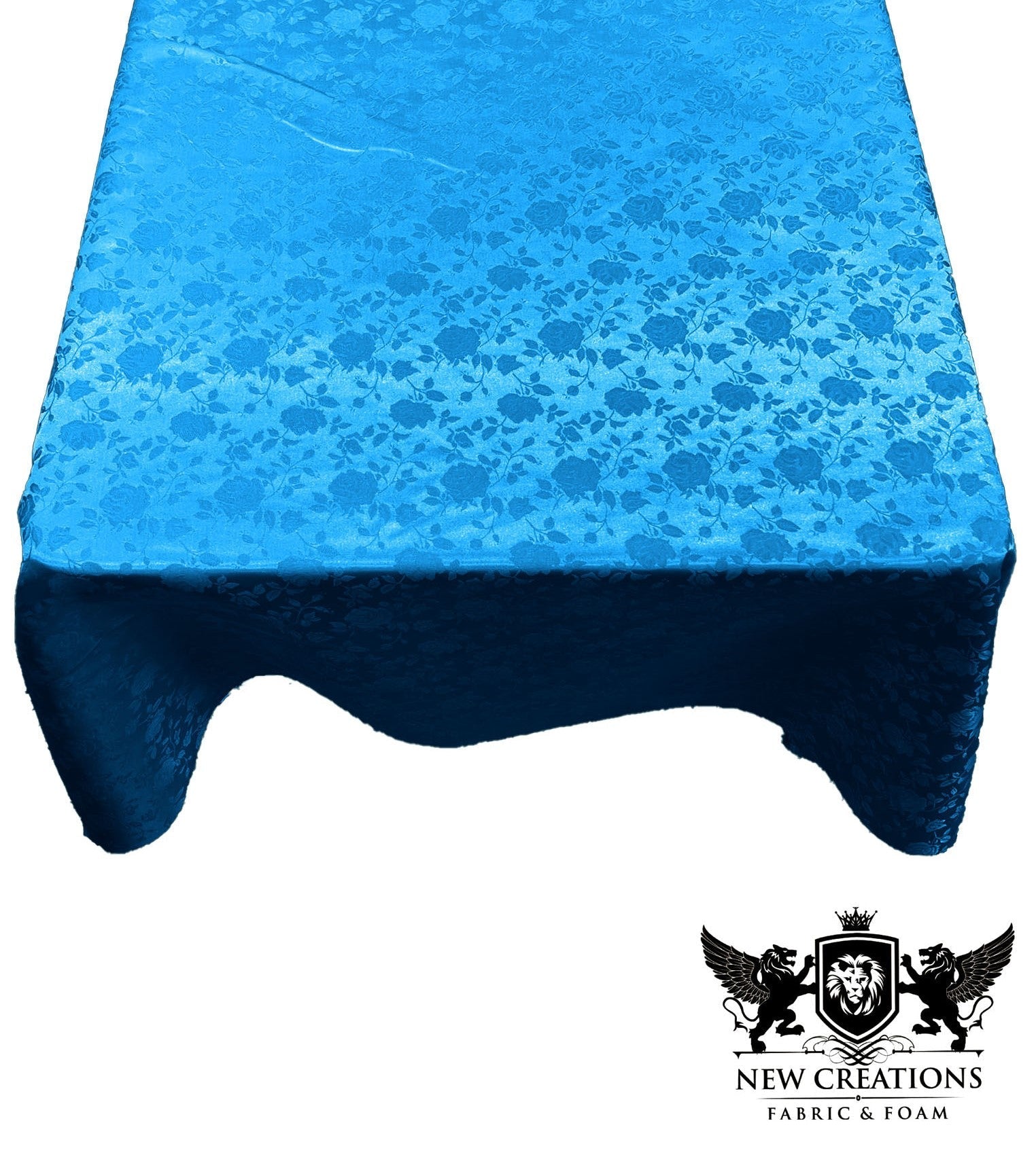 SQUARE TABLECLOTH ROSES JACQUARD SATIN (51" Inches x 51" Inches) - New Creations Fabric & Foam Inc