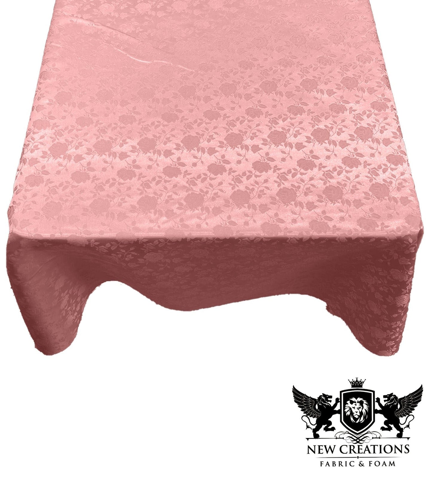 SQUARE TABLECLOTH ROSES JACQUARD SATIN (51" Inches x 51" Inches) - New Creations Fabric & Foam Inc