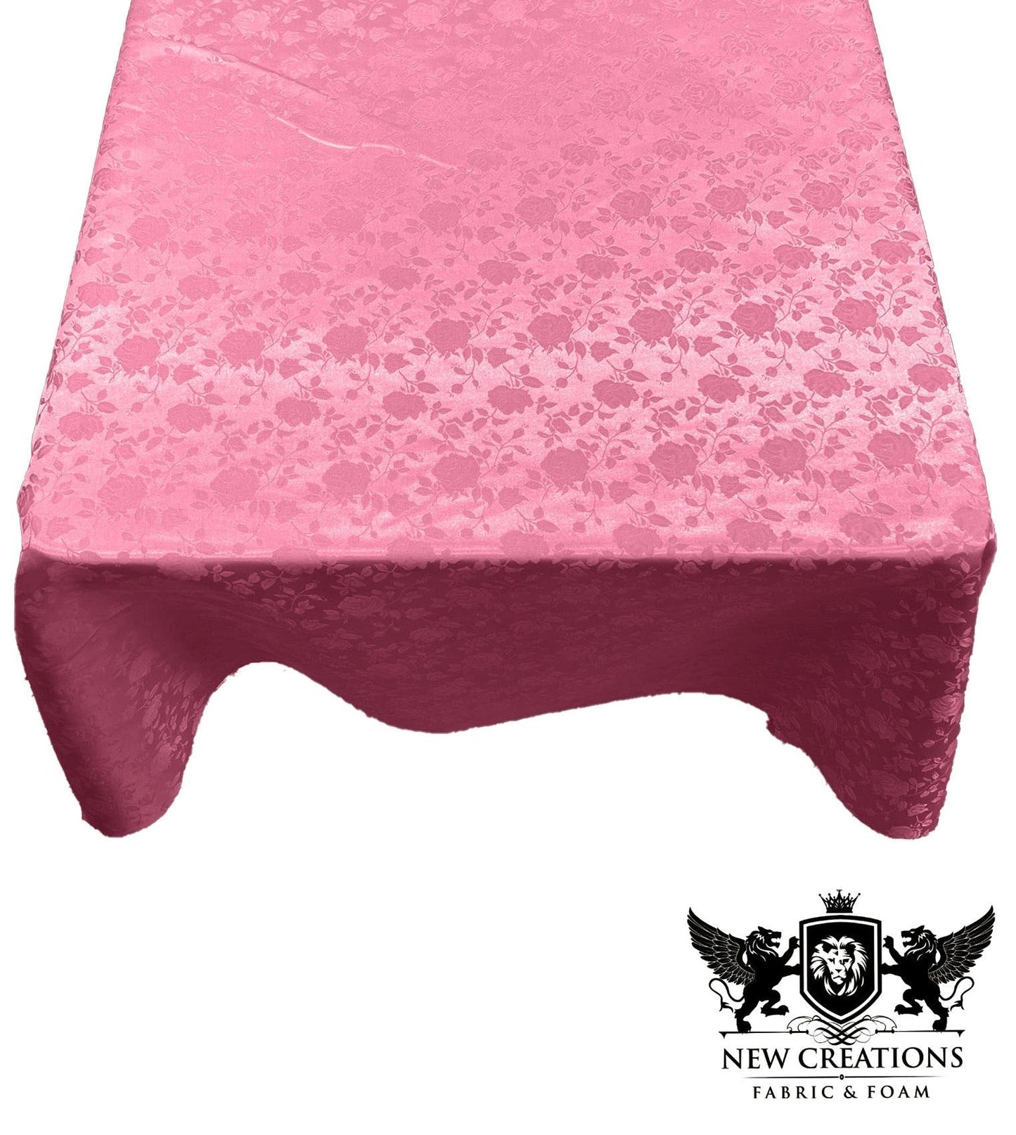 SQUARE TABLECLOTH ROSES JACQUARD SATIN (51" Inches x 51" Inches) - New Creations Fabric & Foam Inc