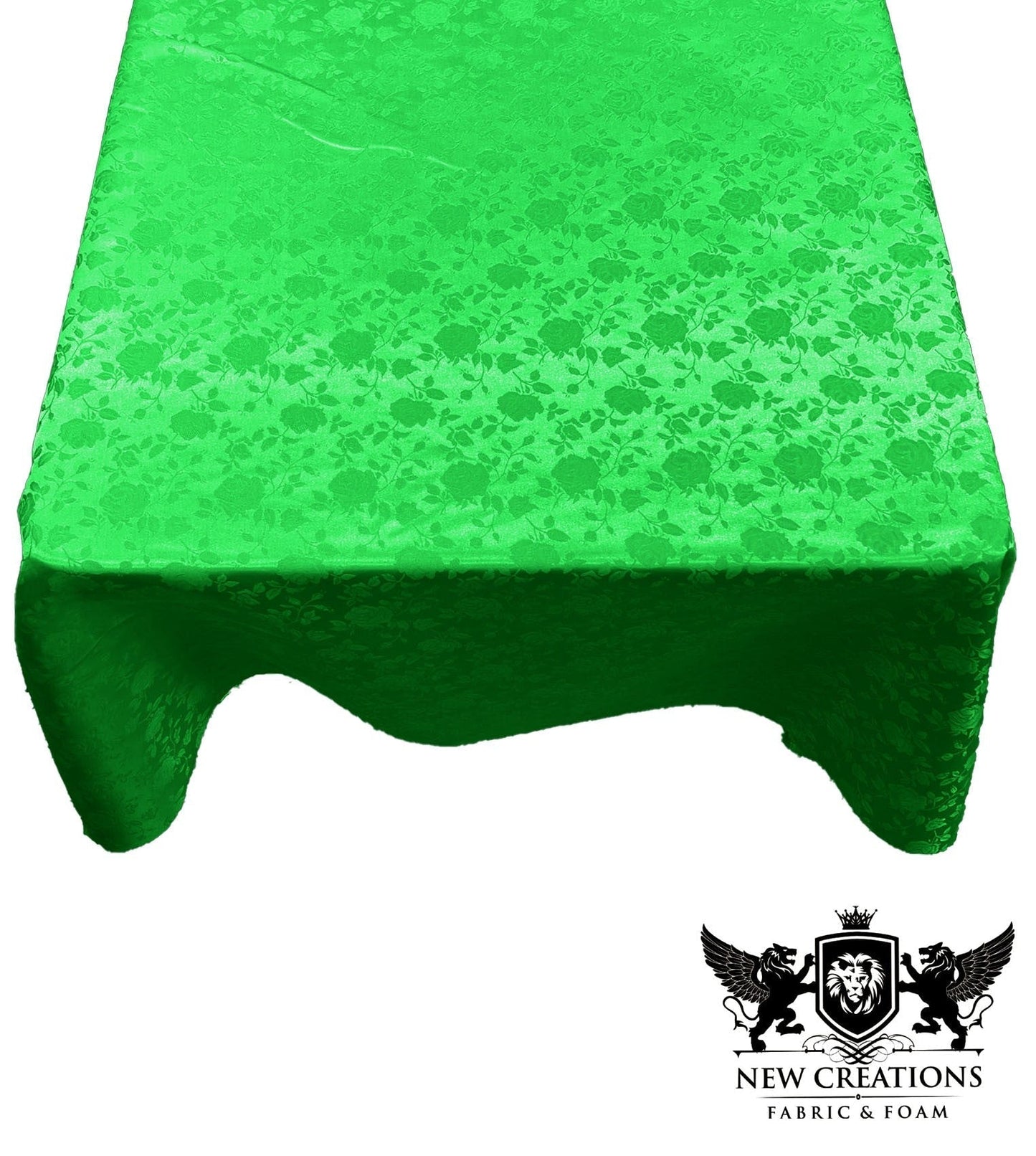 SQUARE TABLECLOTH ROSES JACQUARD SATIN (51" Inches x 51" Inches) - New Creations Fabric & Foam Inc