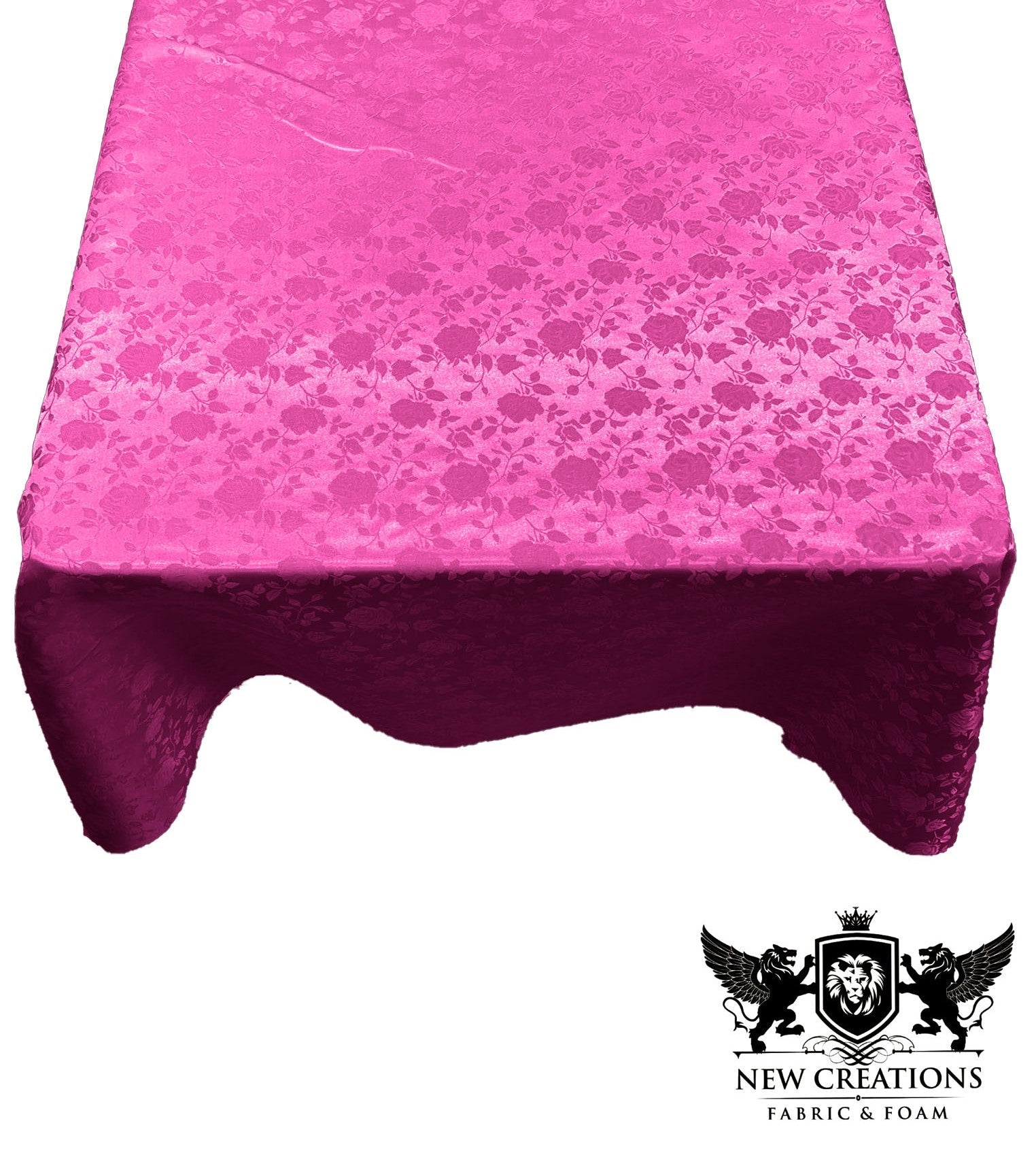 SQUARE TABLECLOTH ROSES JACQUARD SATIN (51" Inches x 51" Inches) - New Creations Fabric & Foam Inc