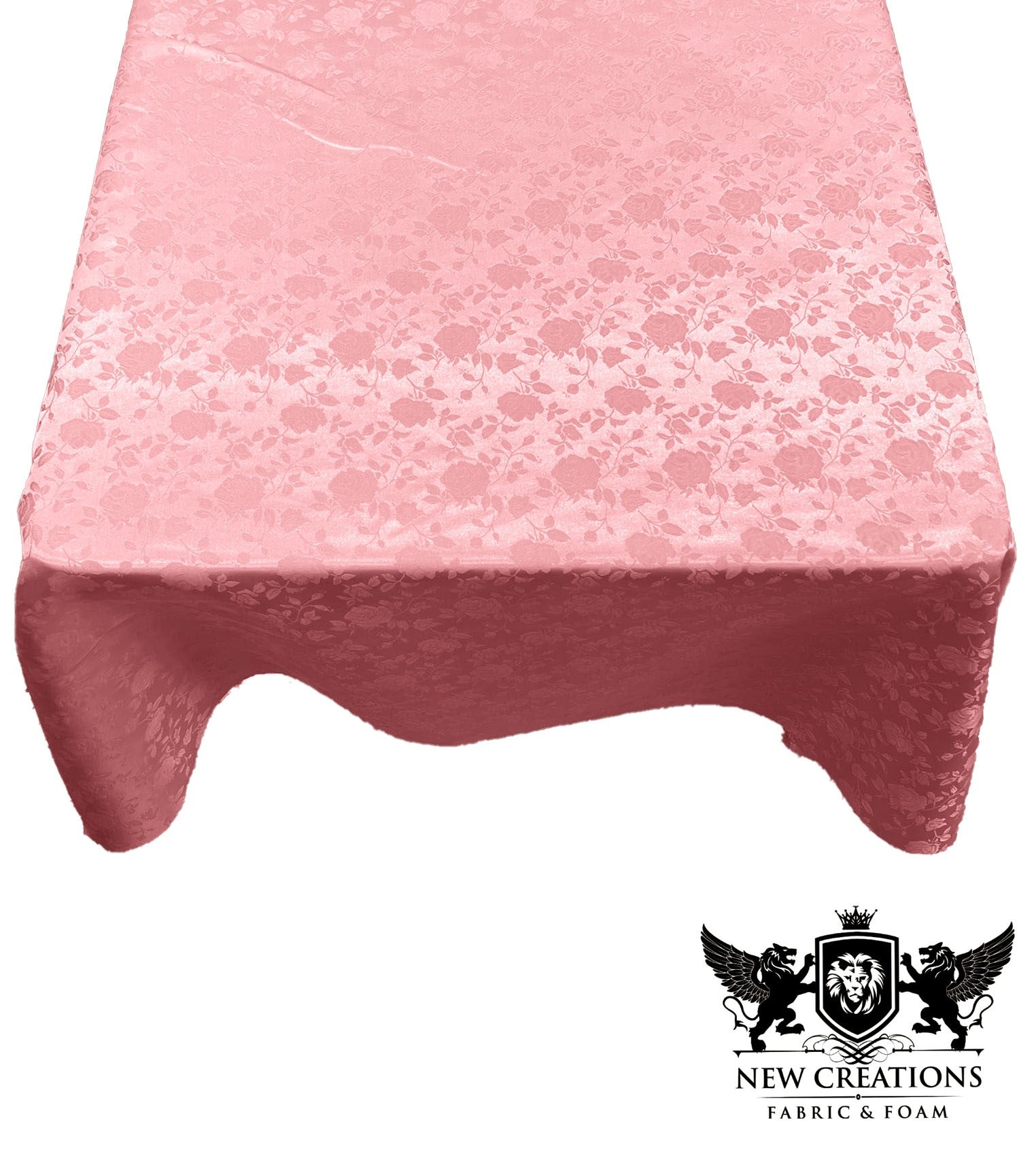 SQUARE TABLECLOTH ROSES JACQUARD SATIN (51" Inches x 51" Inches) - New Creations Fabric & Foam Inc