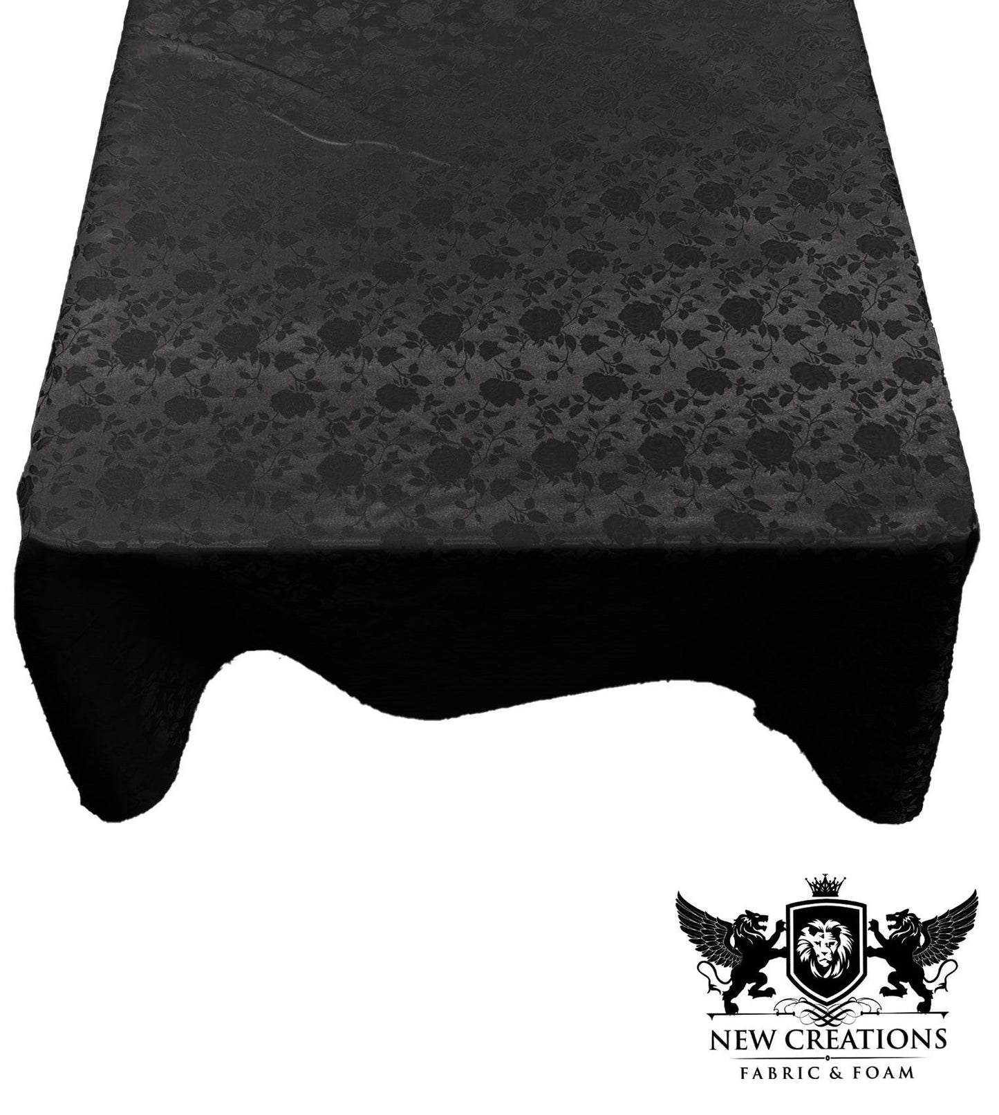 SQUARE TABLECLOTH ROSES JACQUARD SATIN (51" Inches x 51" Inches) - New Creations Fabric & Foam Inc