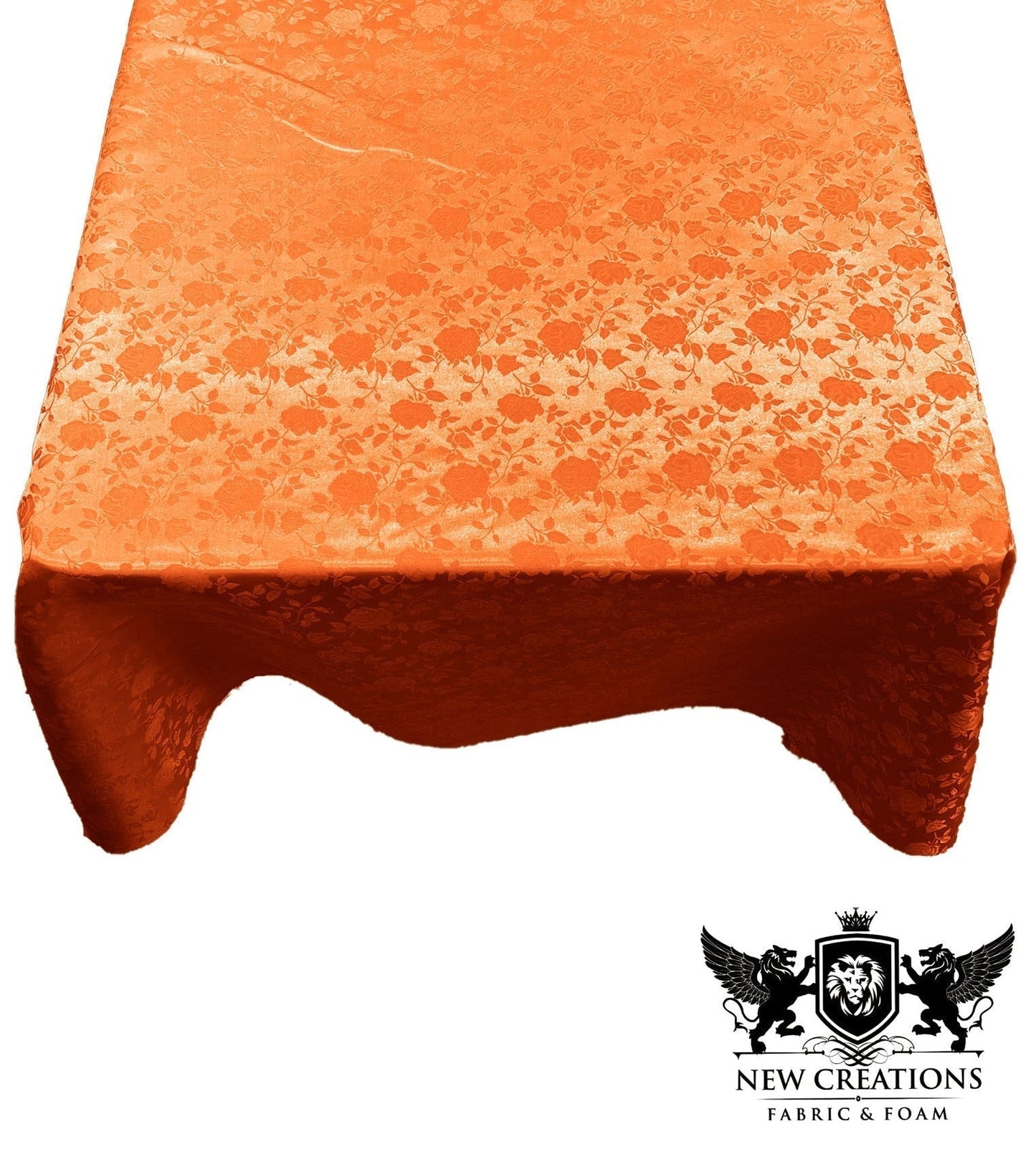 SQUARE TABLECLOTH ROSES JACQUARD SATIN (51" Inches x 51" Inches) - New Creations Fabric & Foam Inc