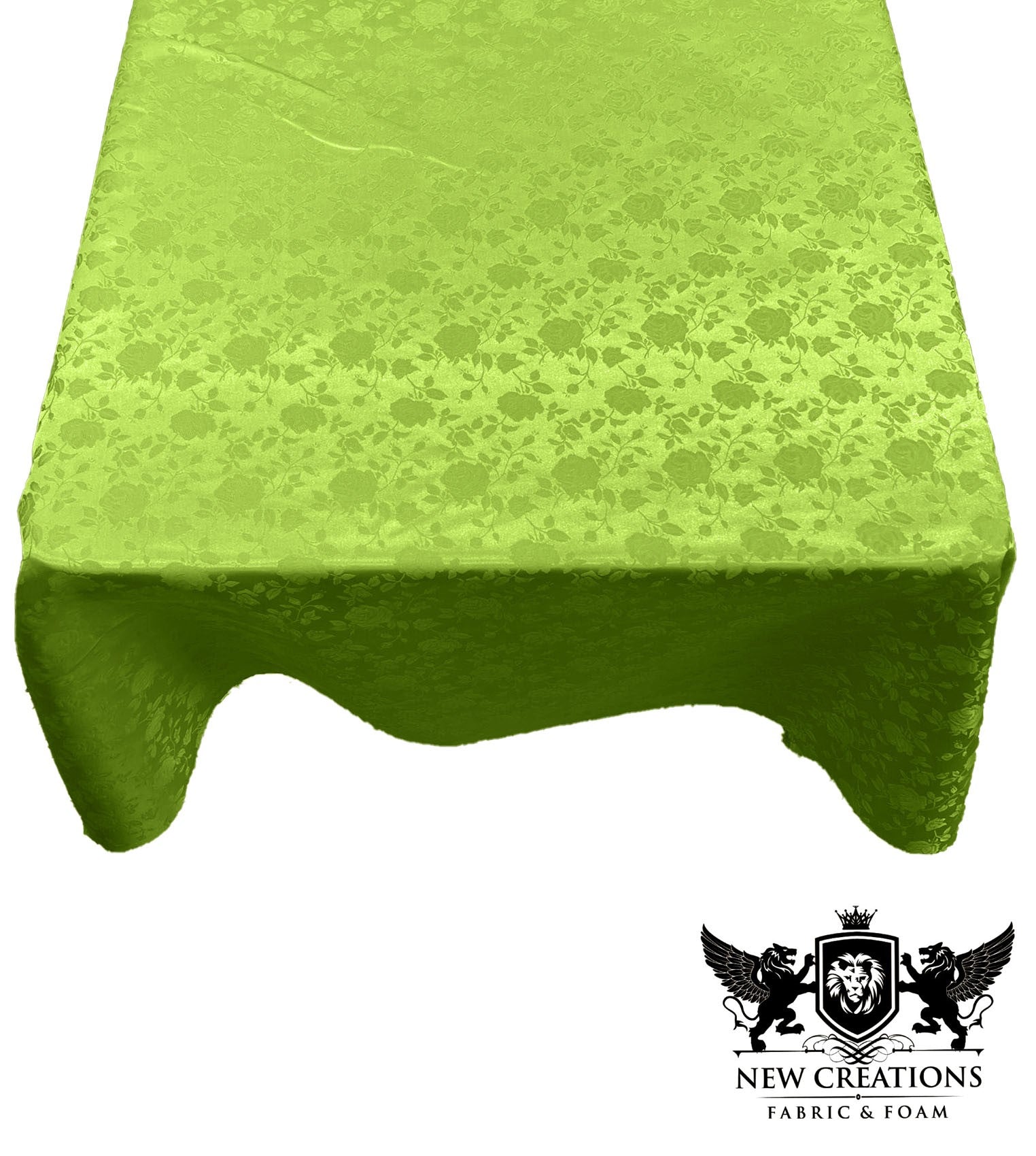SQUARE TABLECLOTH ROSES JACQUARD SATIN (51" Inches x 51" Inches) - New Creations Fabric & Foam Inc