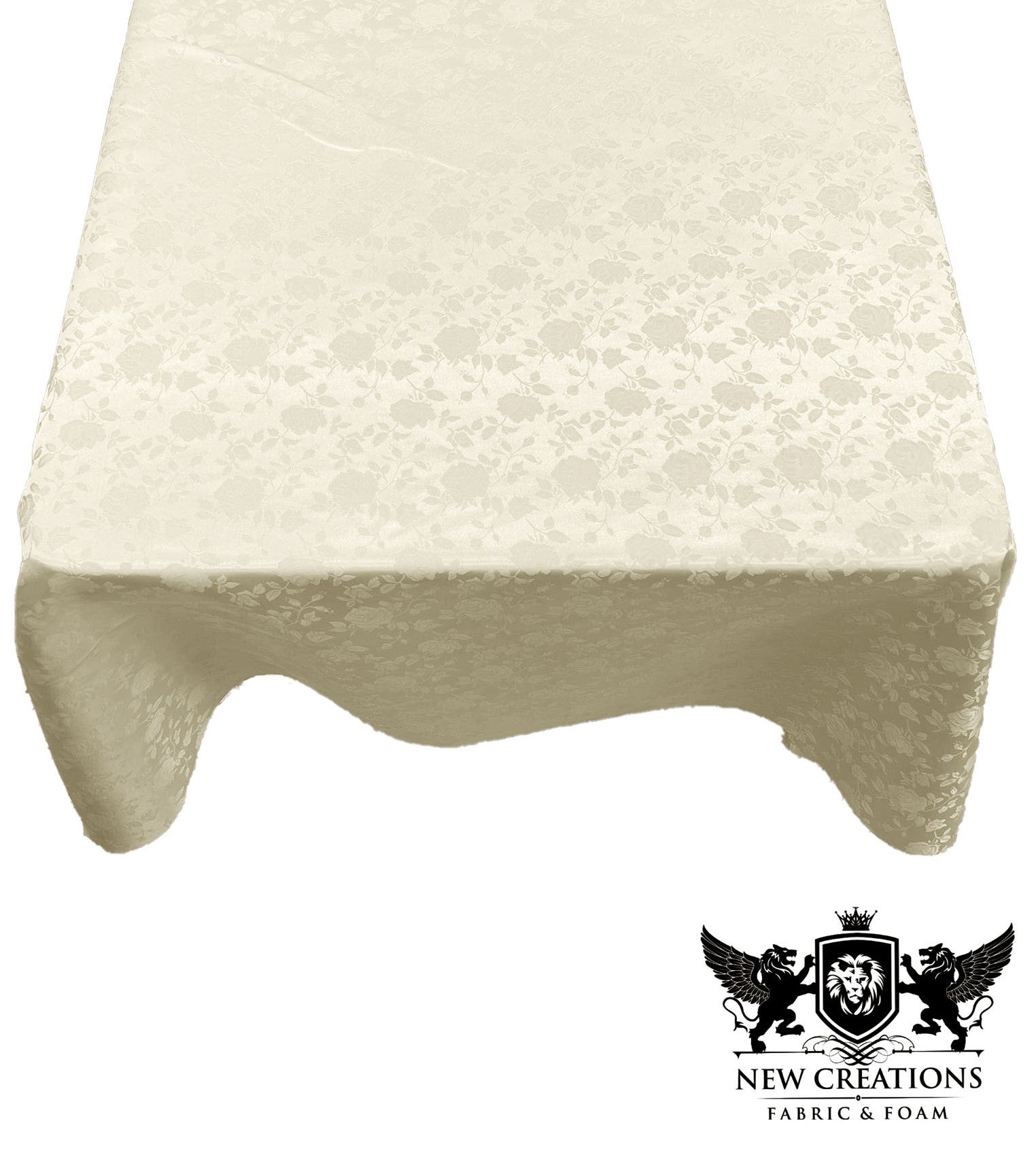 SQUARE TABLECLOTH ROSES JACQUARD SATIN (54" Inches x 54" Inches) - New Creations Fabric & Foam Inc