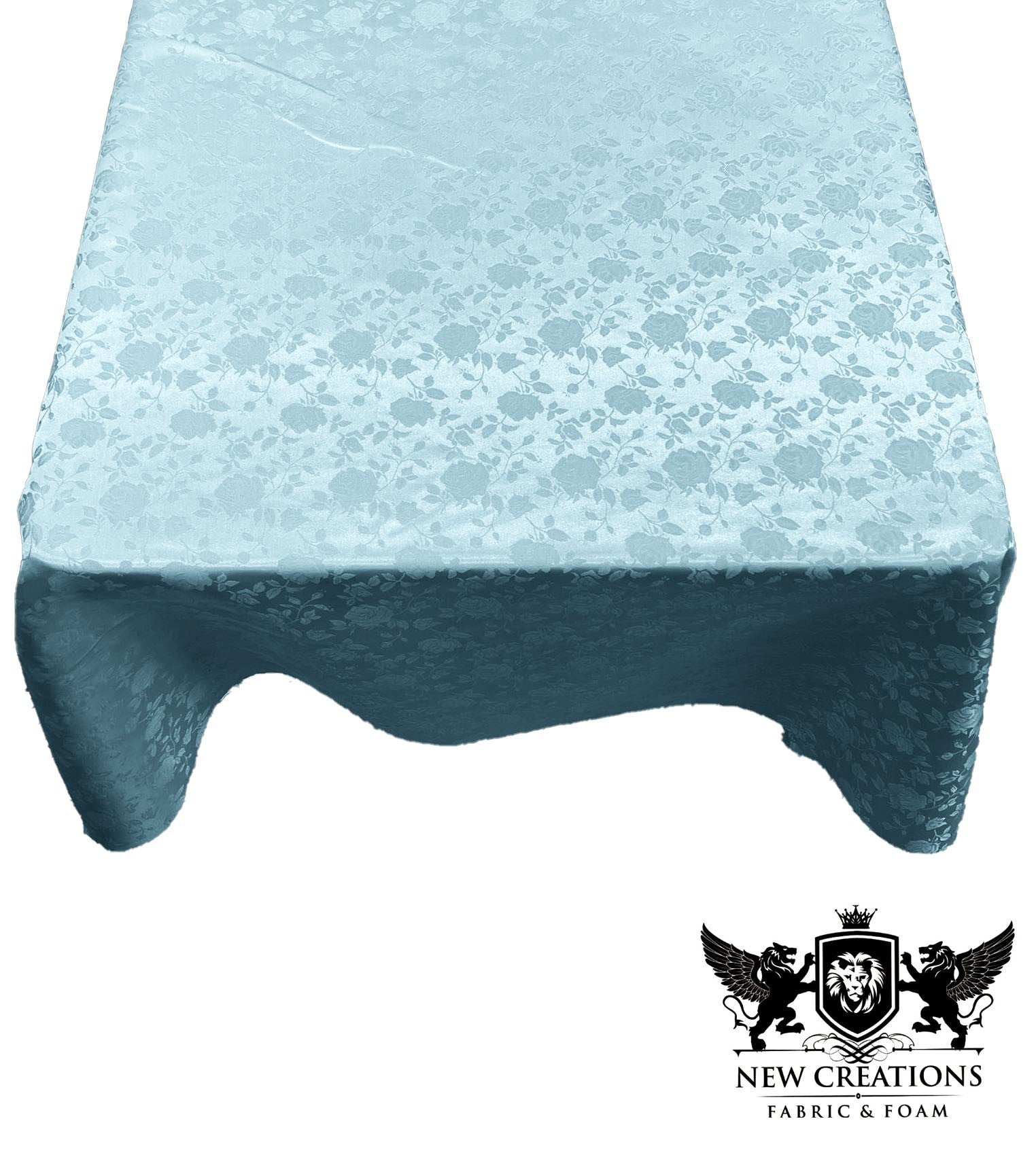 SQUARE TABLECLOTH ROSES JACQUARD SATIN (54" Inches x 54" Inches) - New Creations Fabric & Foam Inc