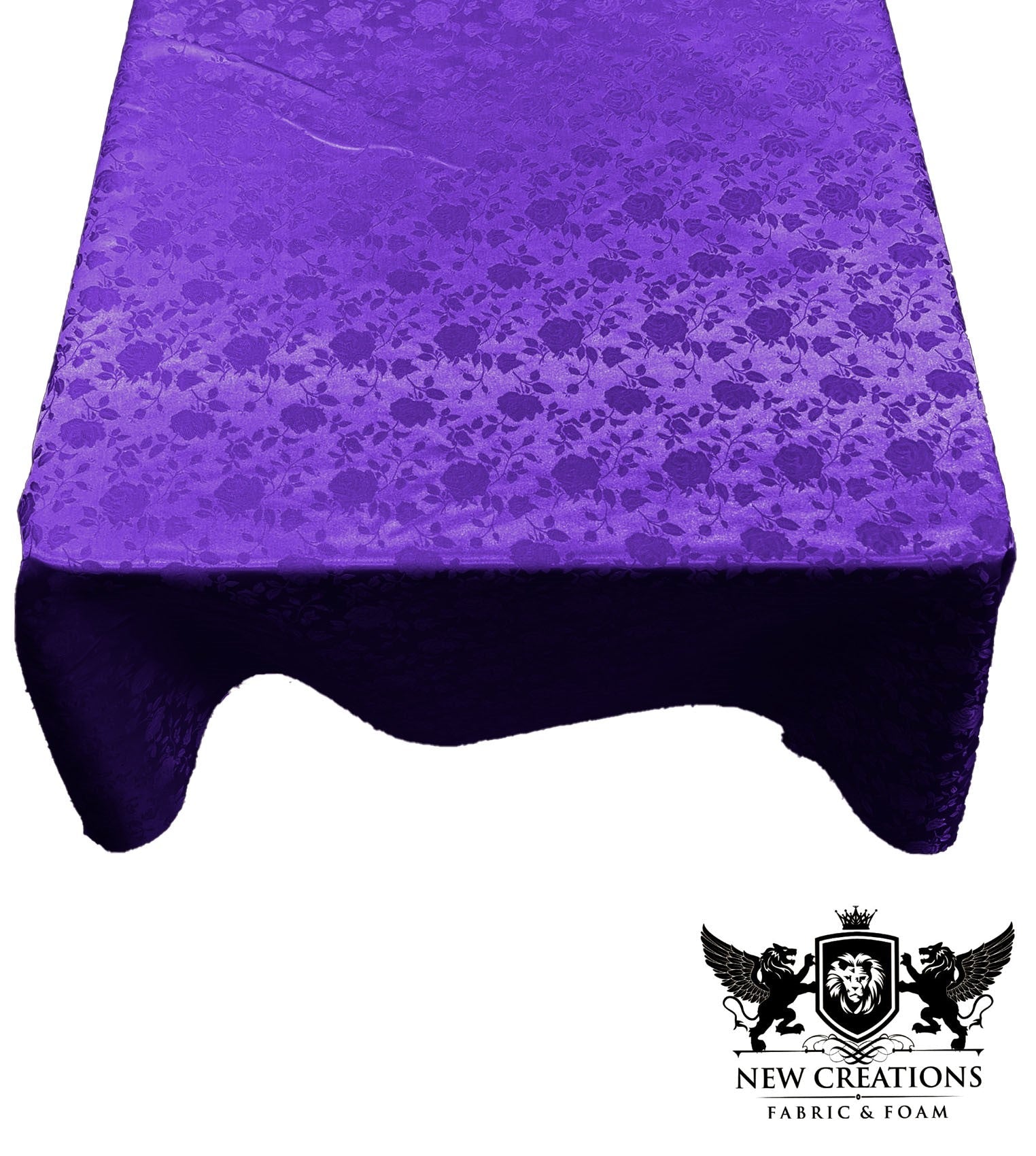SQUARE TABLECLOTH ROSES JACQUARD SATIN (58" Inches x 58" Inches) - New Creations Fabric & Foam Inc