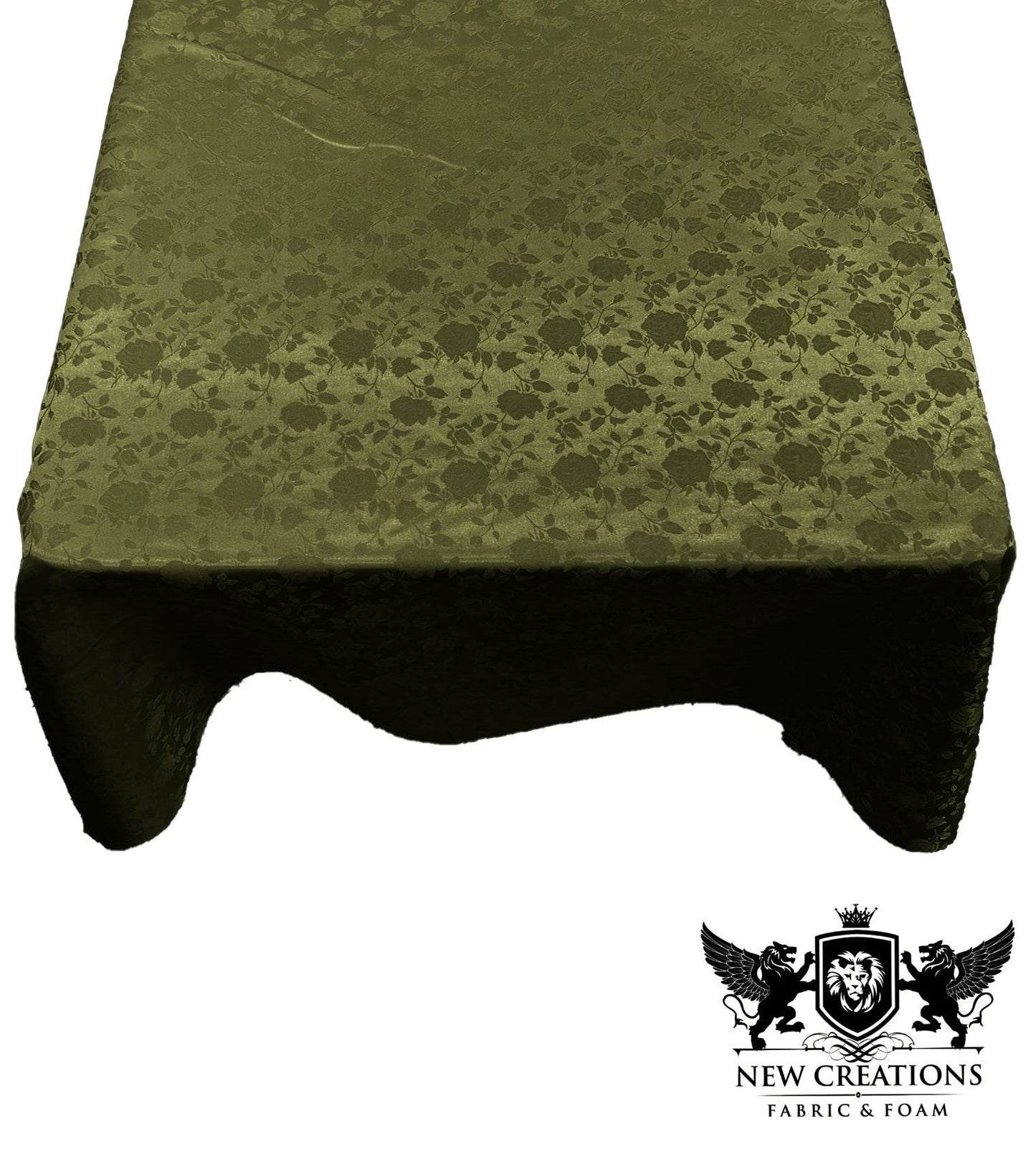 SQUARE TABLECLOTH ROSES JACQUARD SATIN (58" Inches x 58" Inches) - New Creations Fabric & Foam Inc