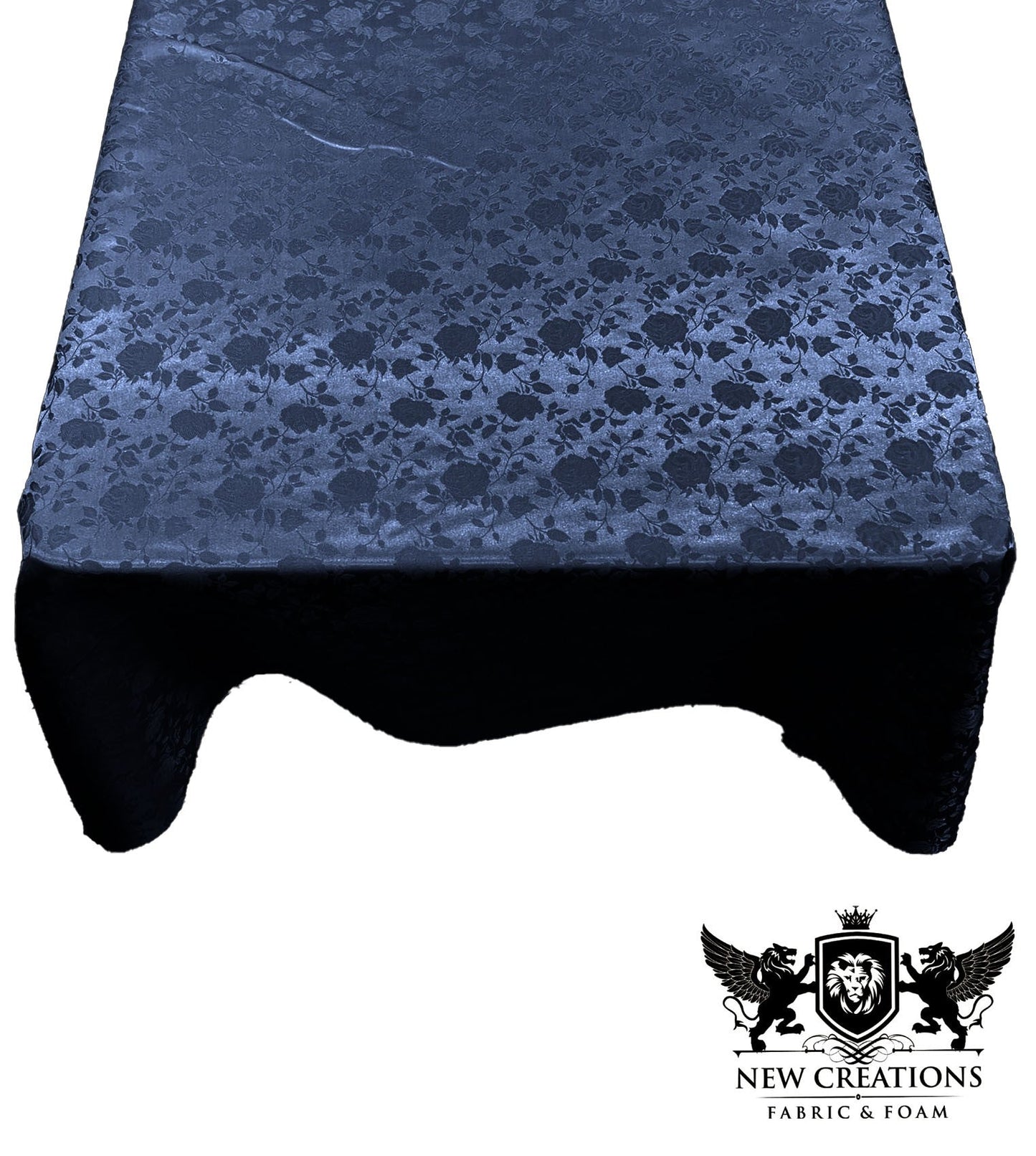 SQUARE TABLECLOTH ROSES JACQUARD SATIN (58" Inches x 58" Inches) - New Creations Fabric & Foam Inc
